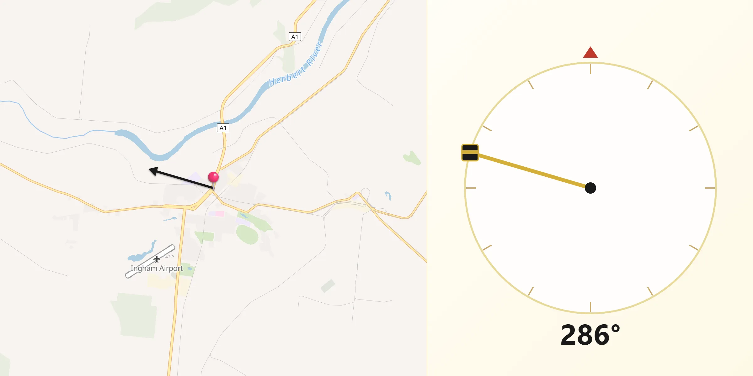 Qibla Direction from Ingham