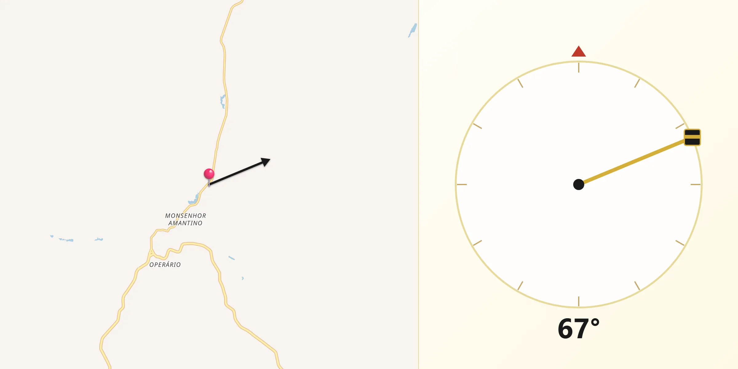Direção da Qibla a partir de Sabinópolis