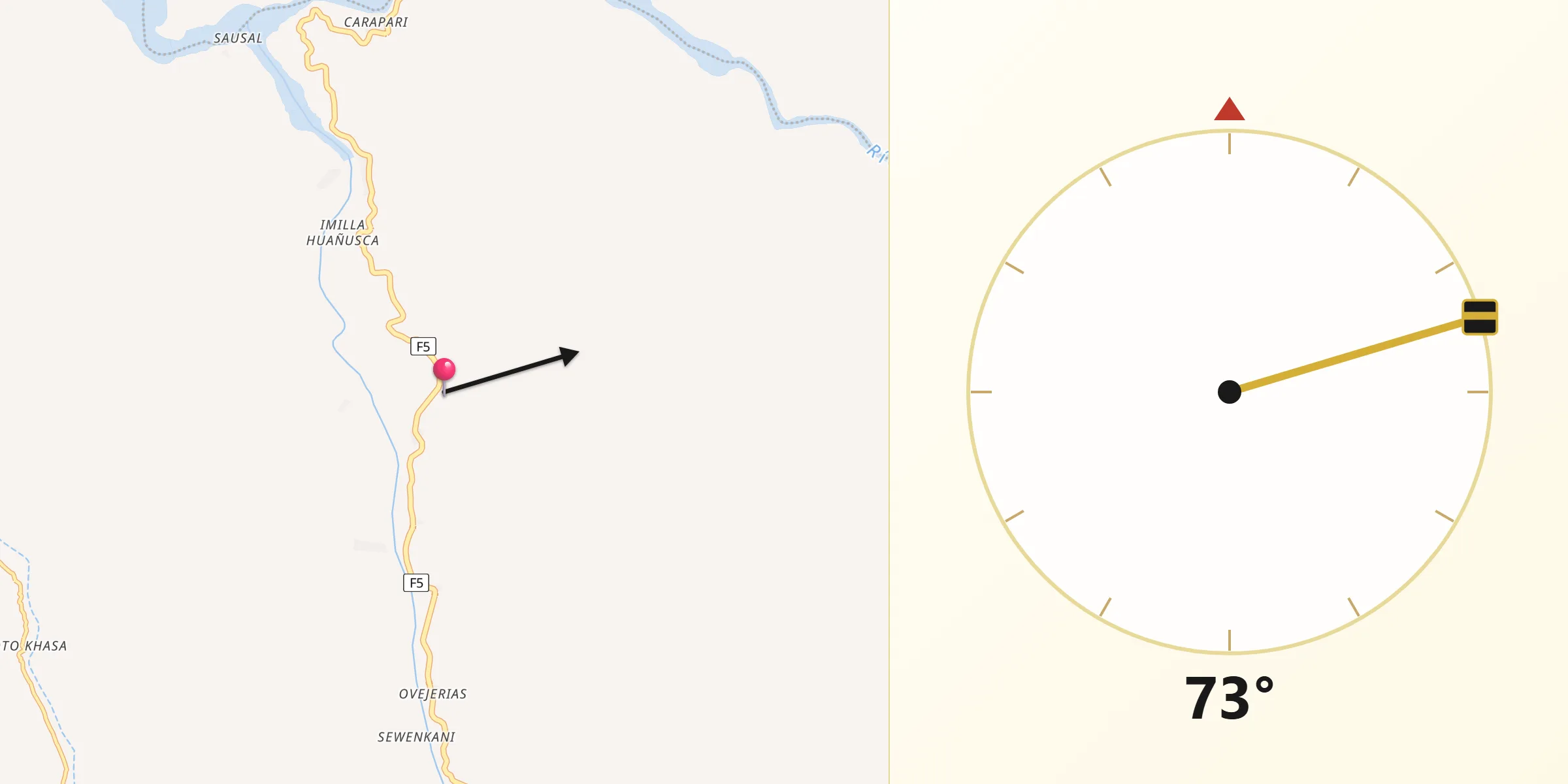 Dirección de la Qibla desde Provincia Oropeza