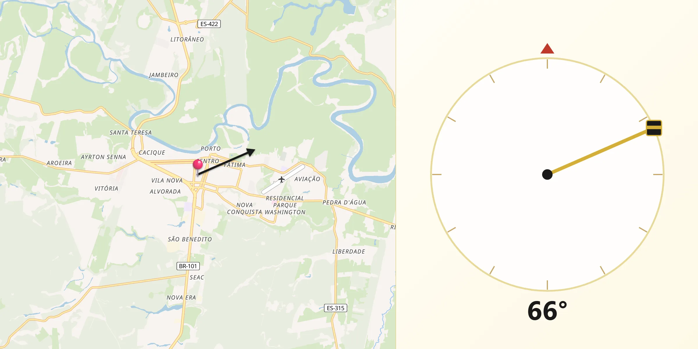 Direção da Qibla a partir de São Mateus