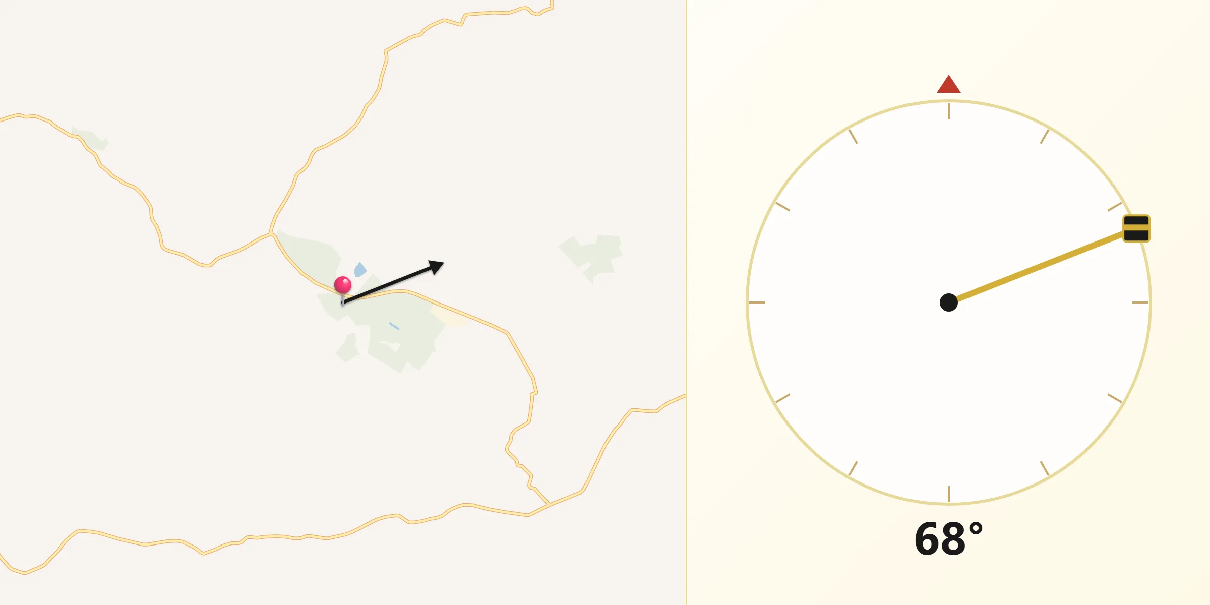 Direção da Qibla a partir de Lagoa Formosa