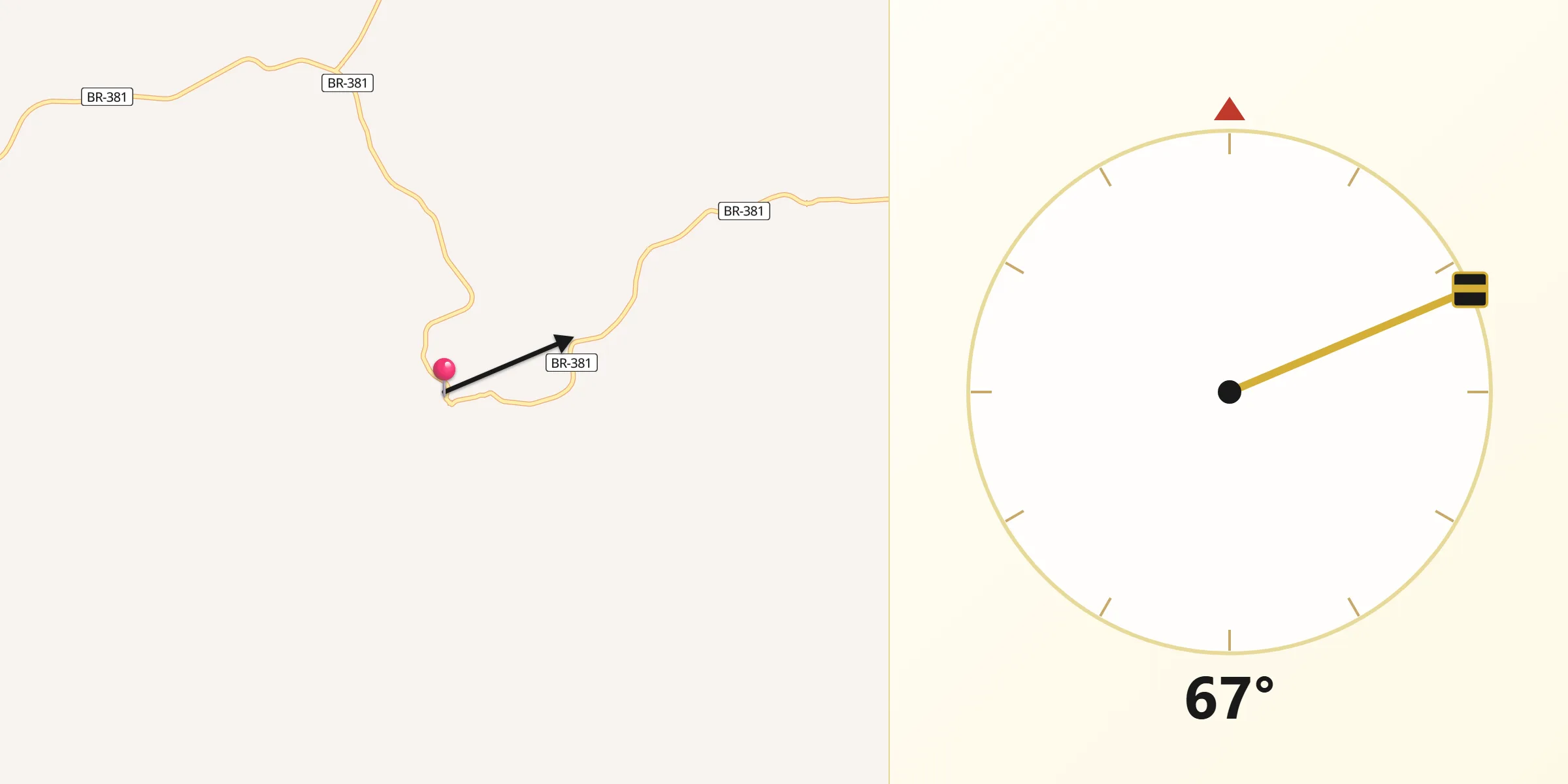 Direção da Qibla a partir de Divino das Laranjeiras