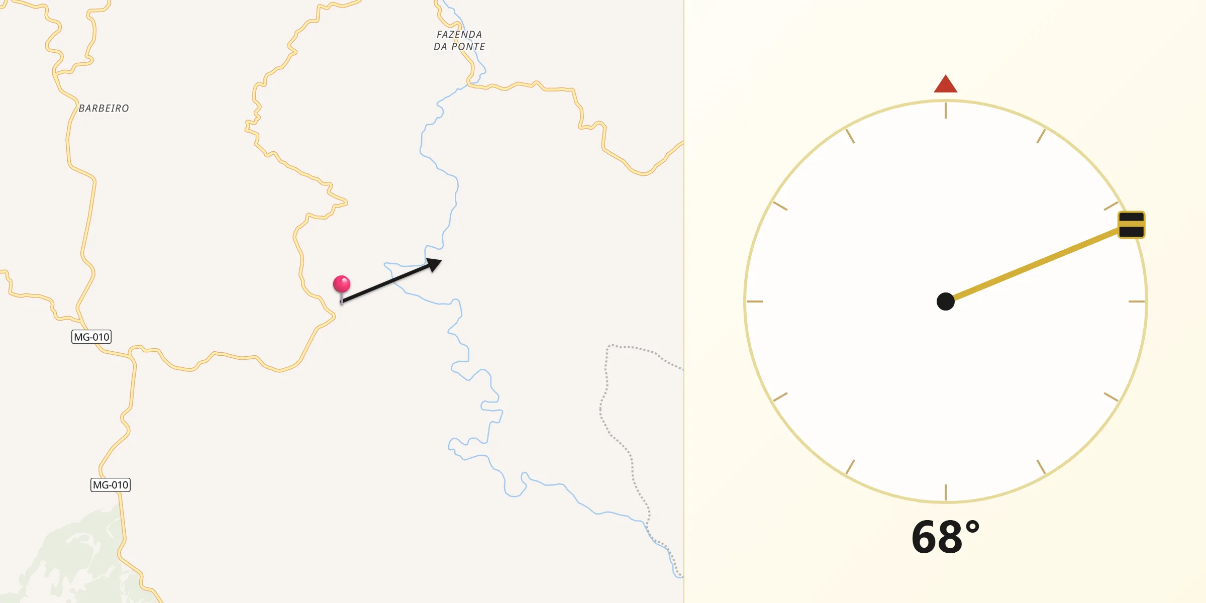 Direção da Qibla a partir de Alvorada de Minas