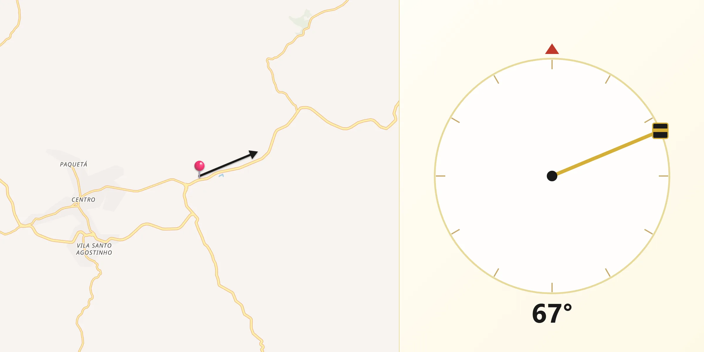 Direção da Qibla a partir de Virginópolis