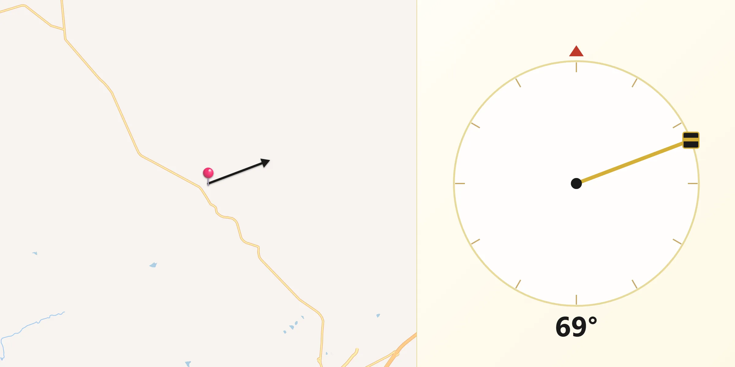 Direção da Qibla a partir de Monte Alegre de Minas