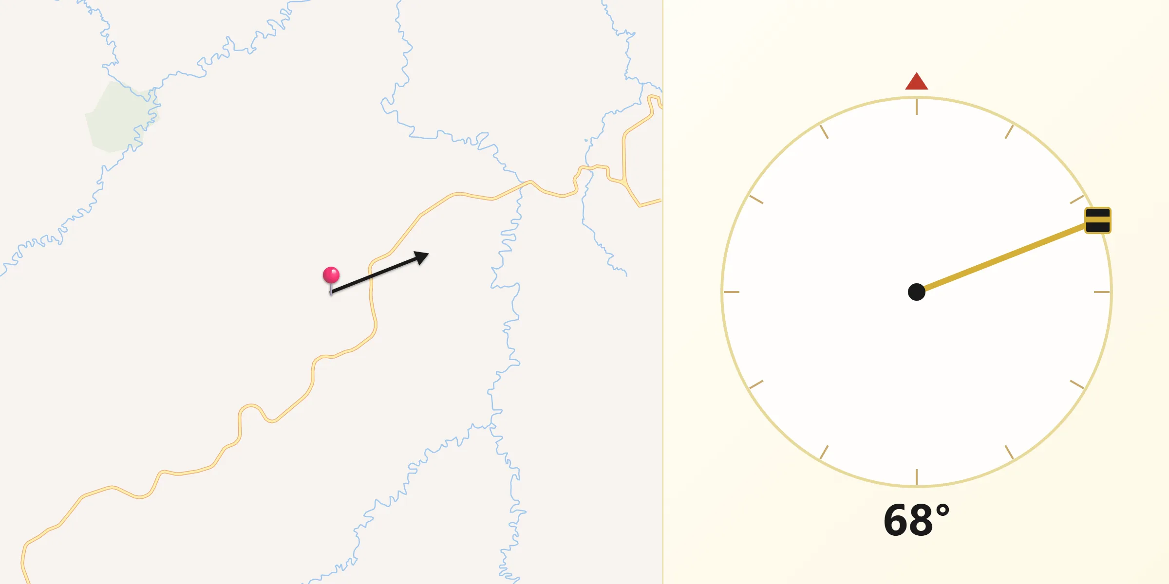 Direção da Qibla a partir de Carmo do Paranaíba