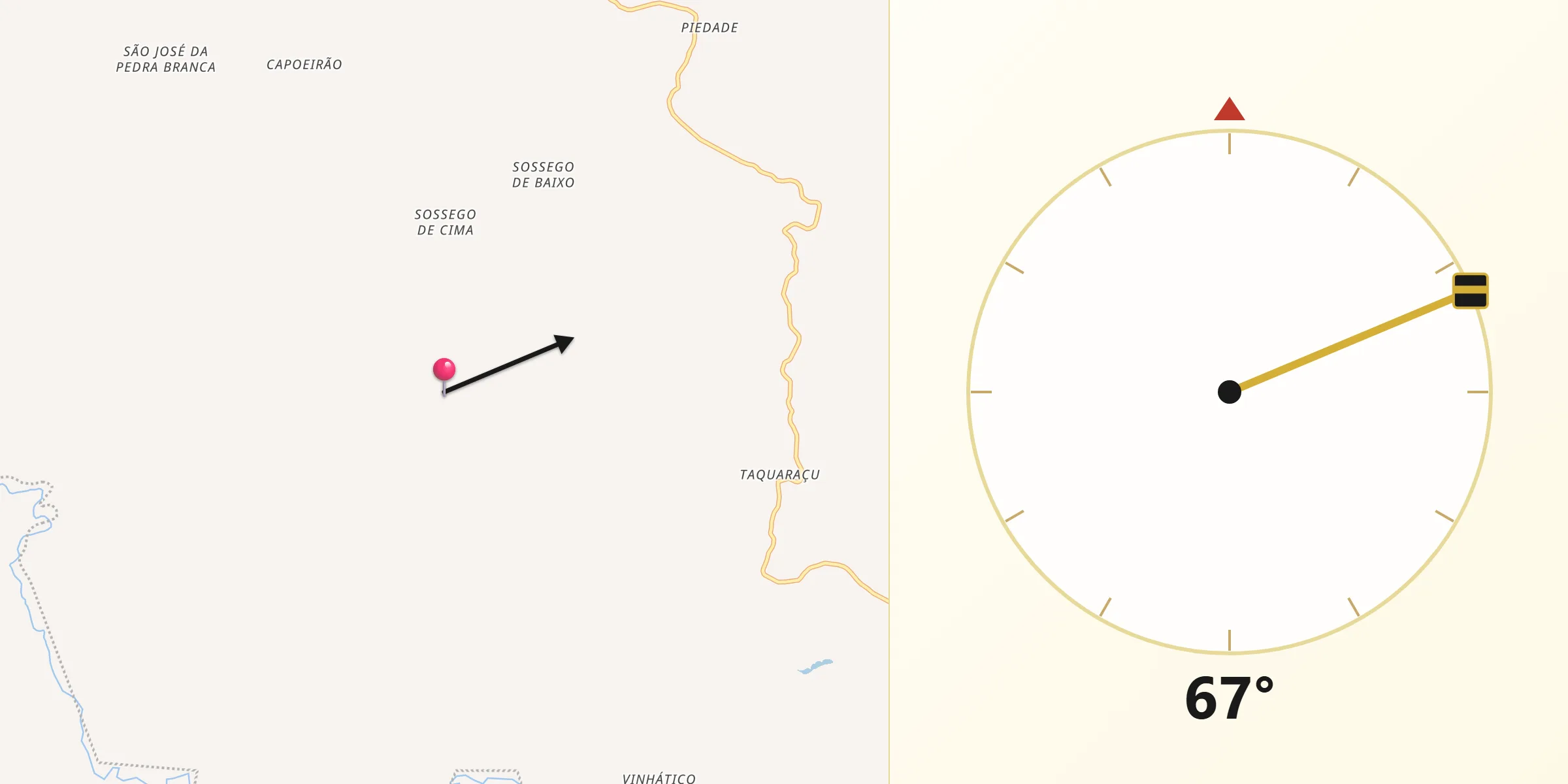 Direção da Qibla a partir de São Geraldo da Piedade