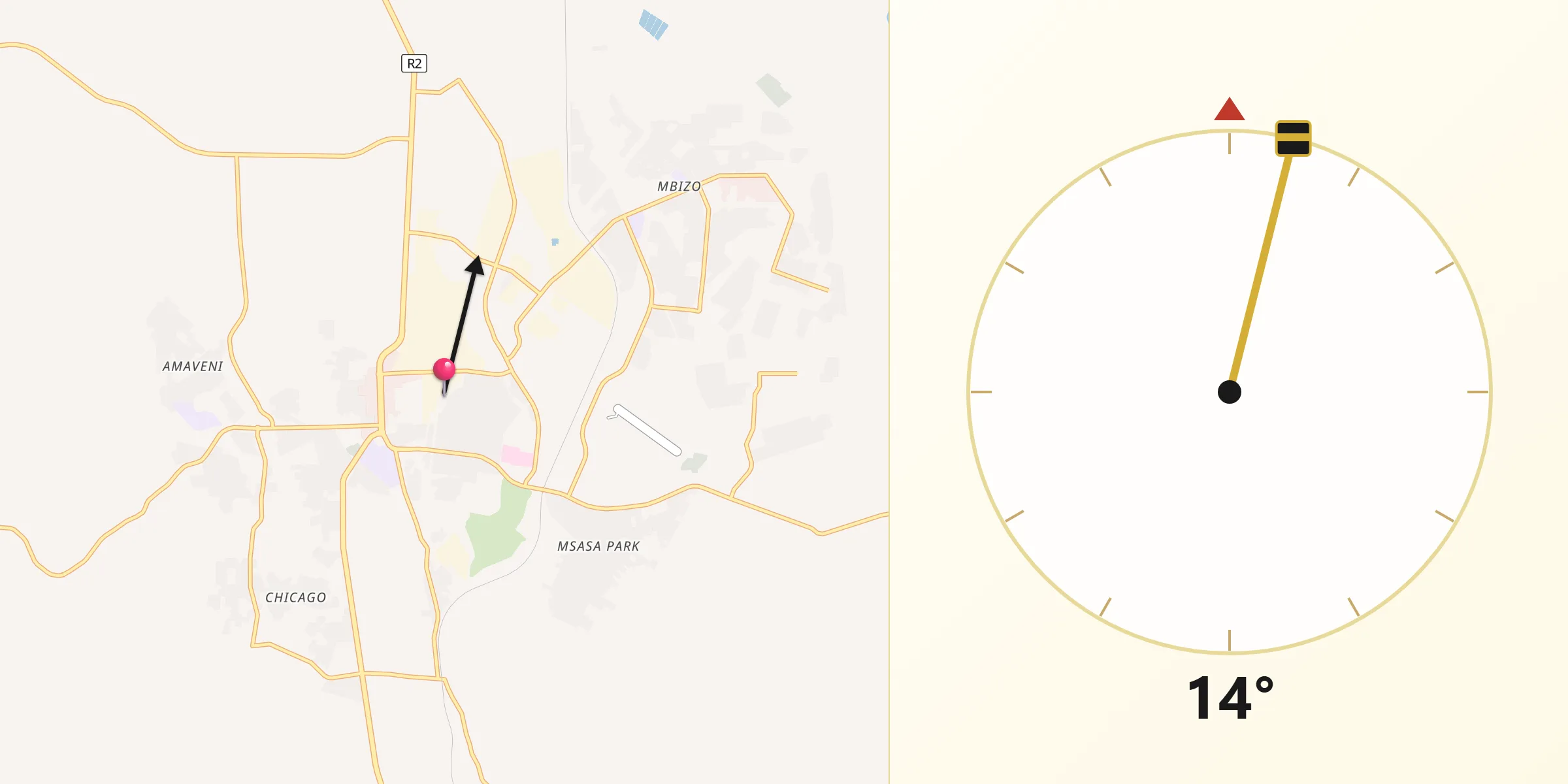 Qibla Direction from Kwekwe