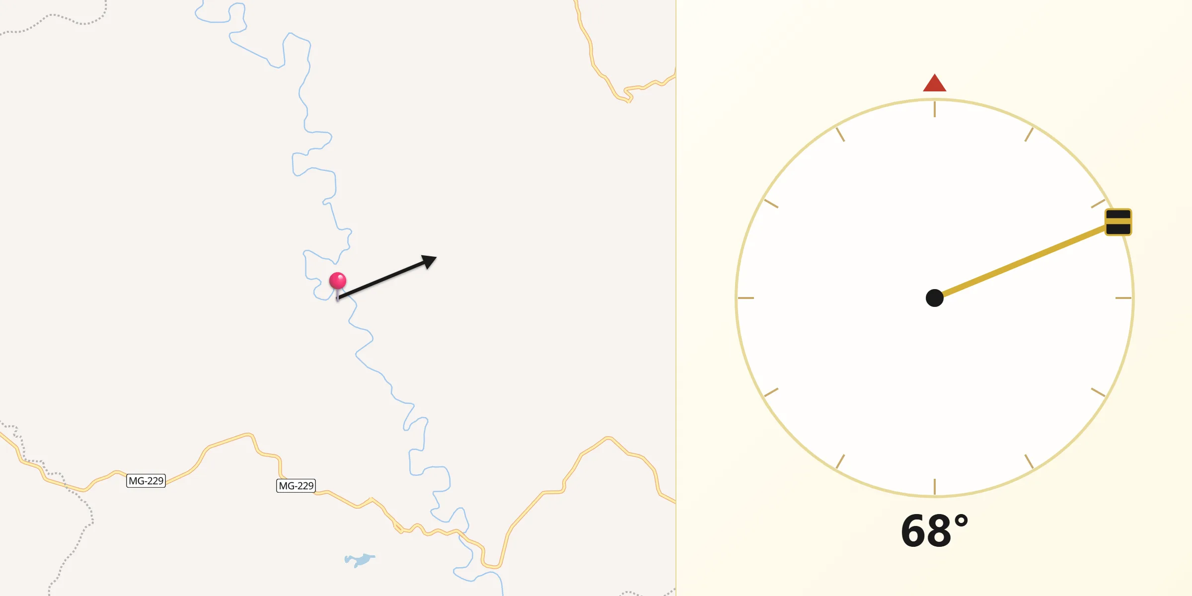 Direção da Qibla a partir de Dom Joaquim