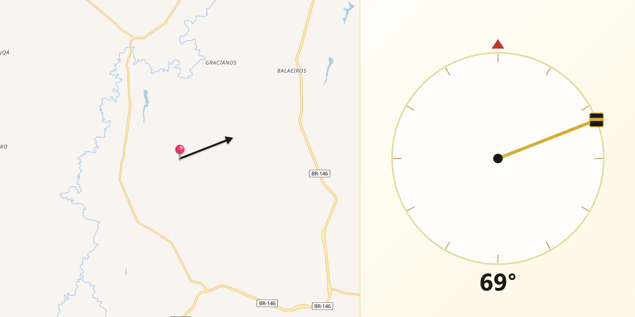 Direção da Qibla a partir de Cruzeiro da Fortaleza