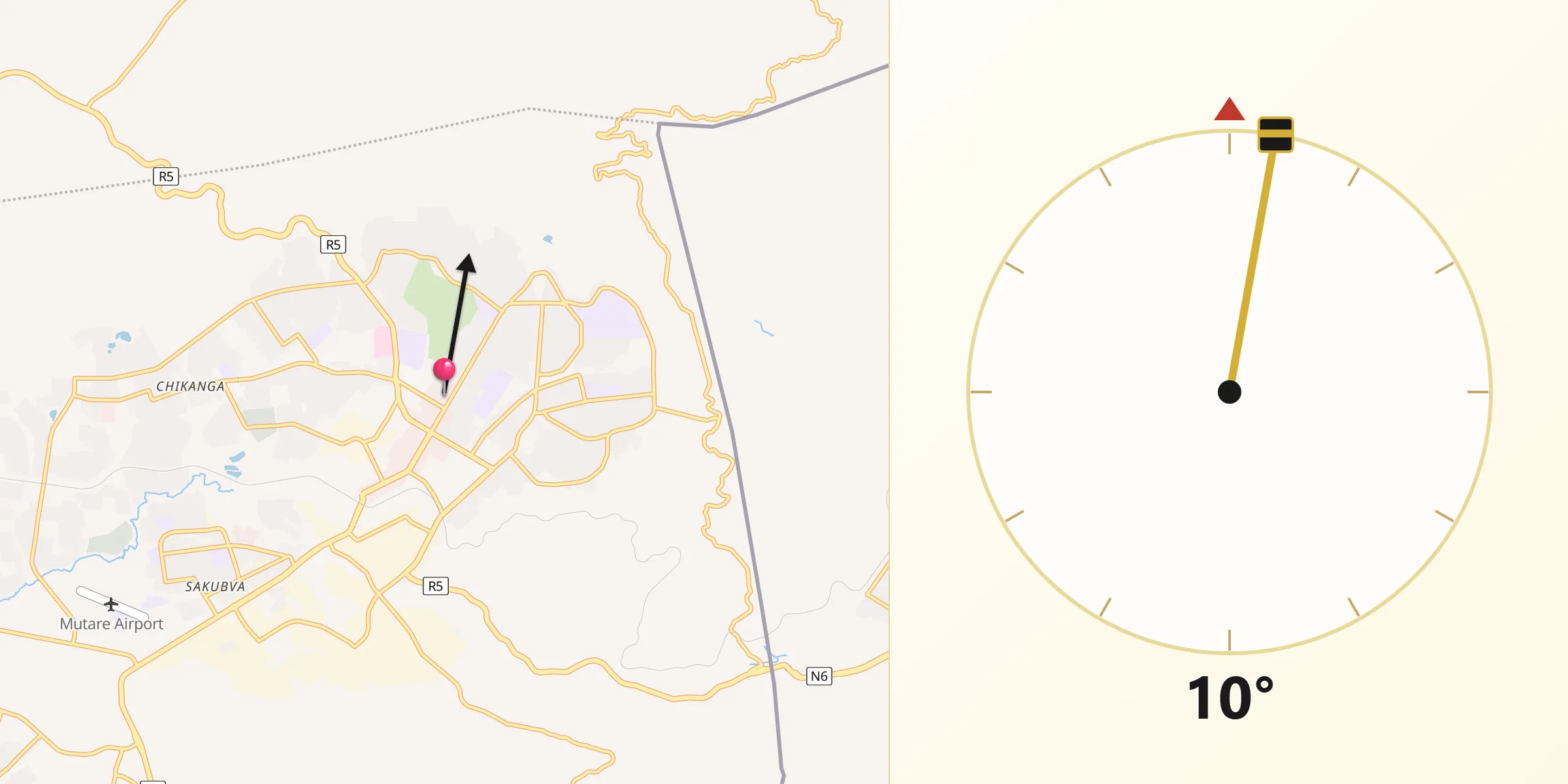 Qibla Direction from Mutare