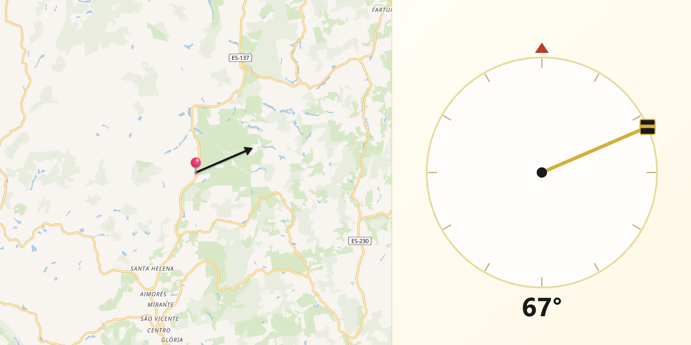 Direção da Qibla a partir de São Gabriel da Palha