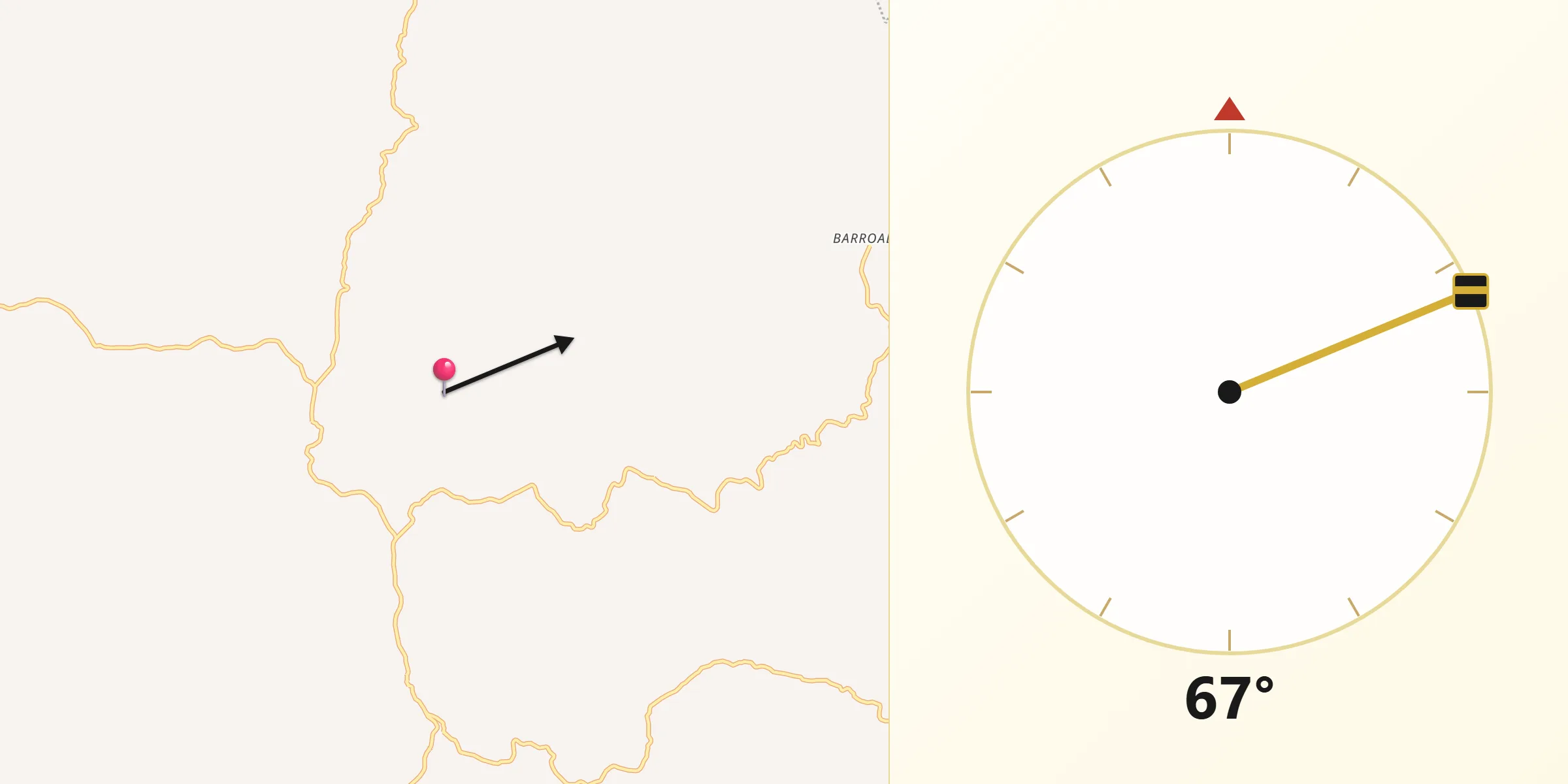 Direção da Qibla a partir de Braúnas