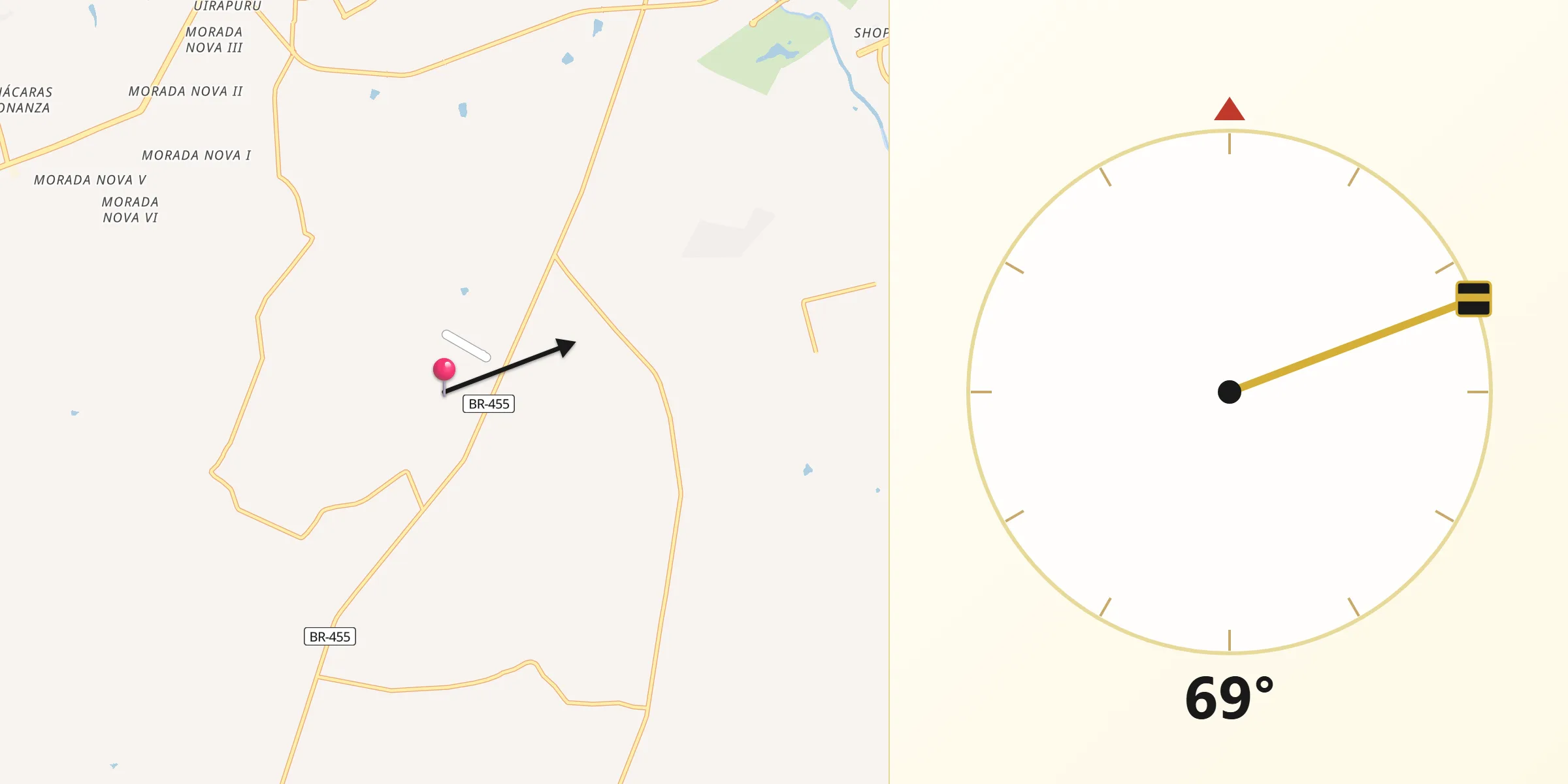 Direção da Qibla a partir de Uberlândia