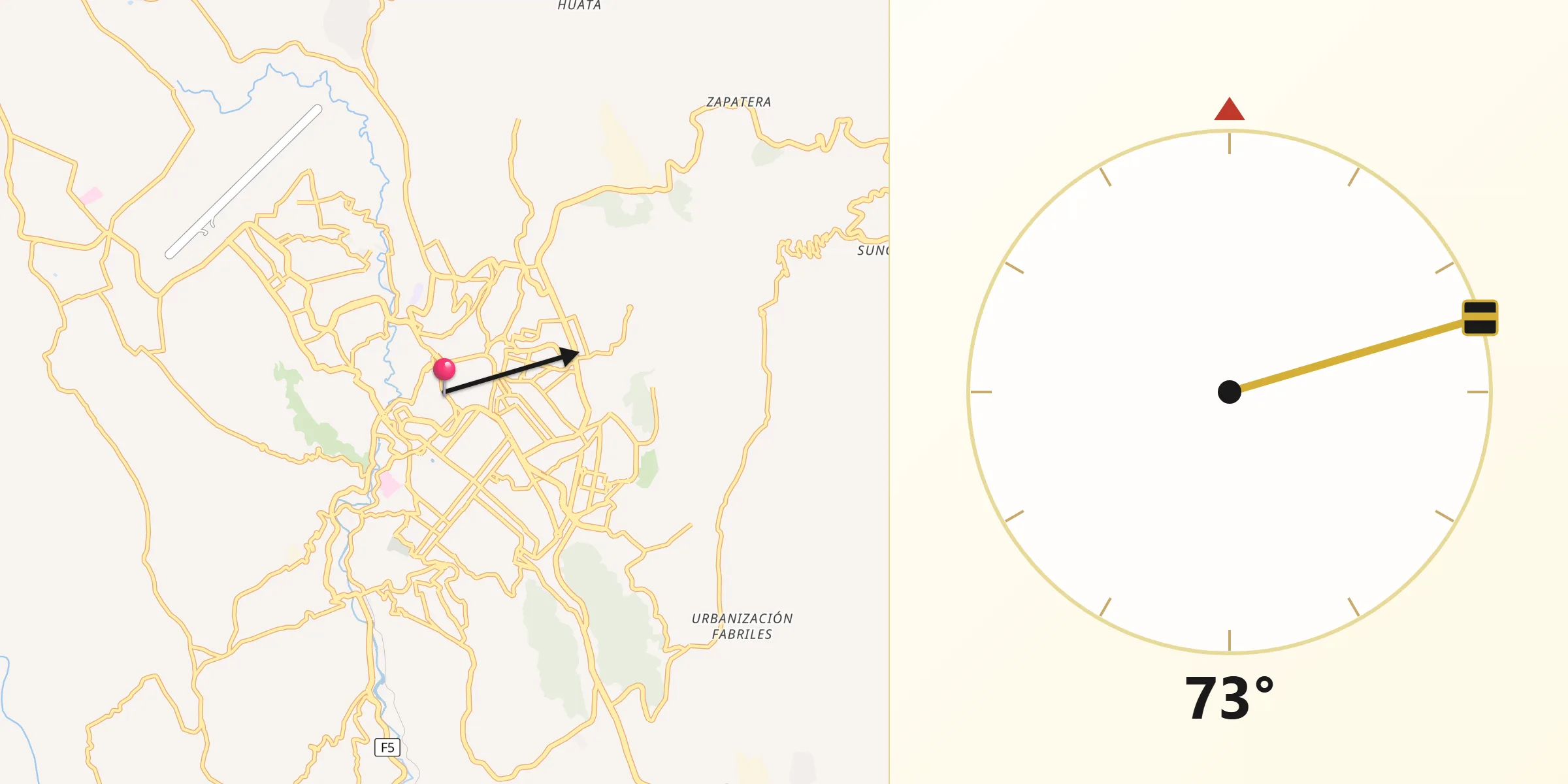 Dirección de la Qibla desde Sucre