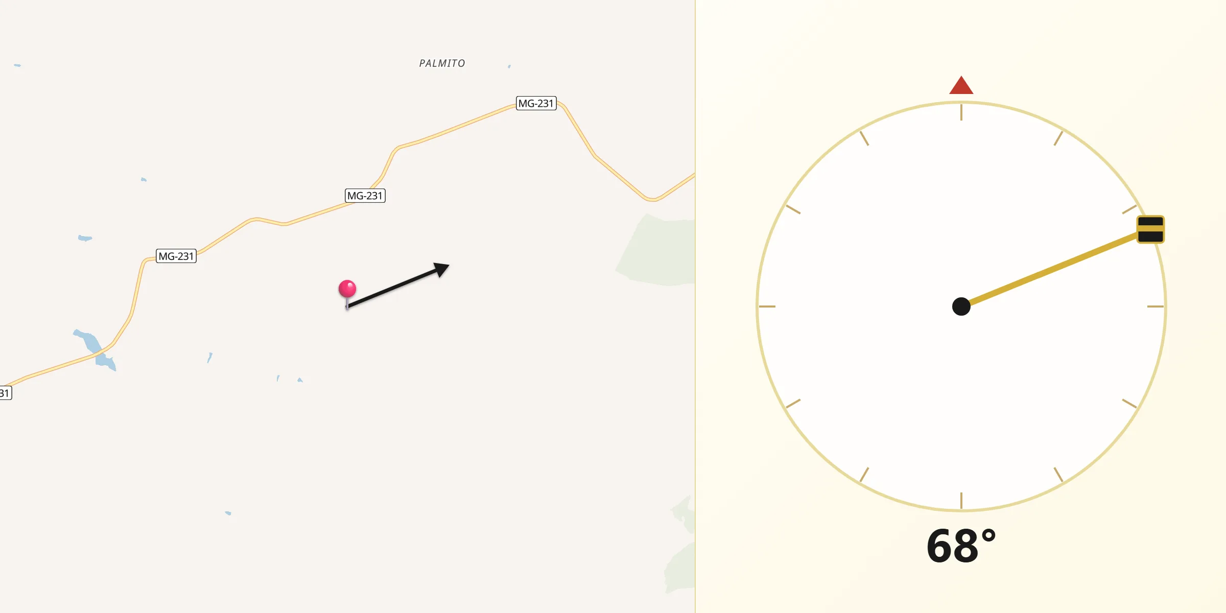 Direção da Qibla a partir de Cordisburgo