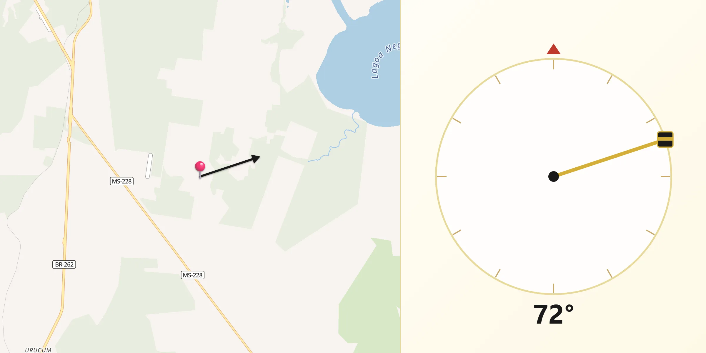 Direção da Qibla a partir de Ladário