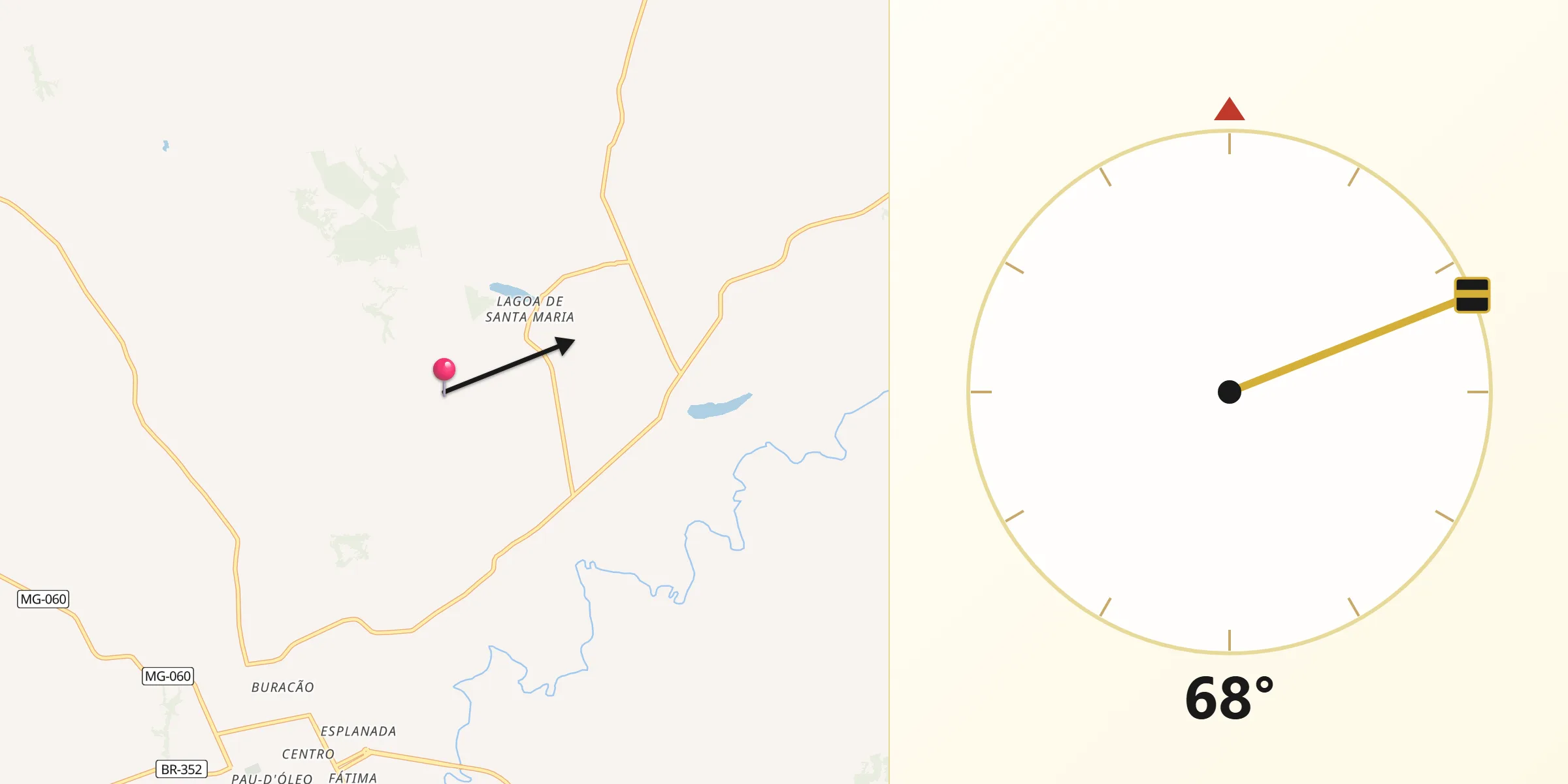 Direção da Qibla a partir de Abaeté