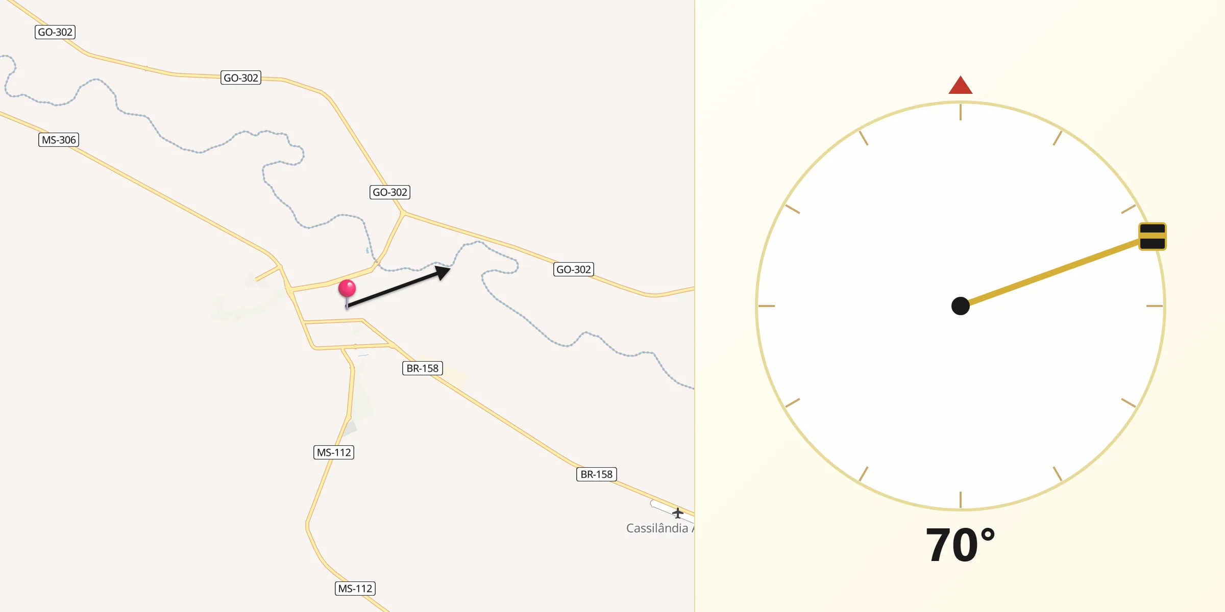 Direção da Qibla a partir de Cassilândia