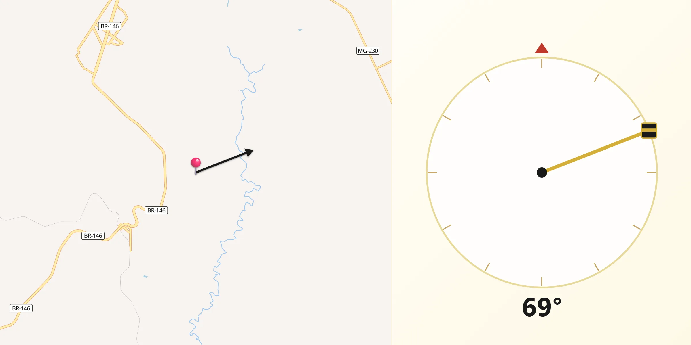 Direção da Qibla a partir de Serra do Salitre