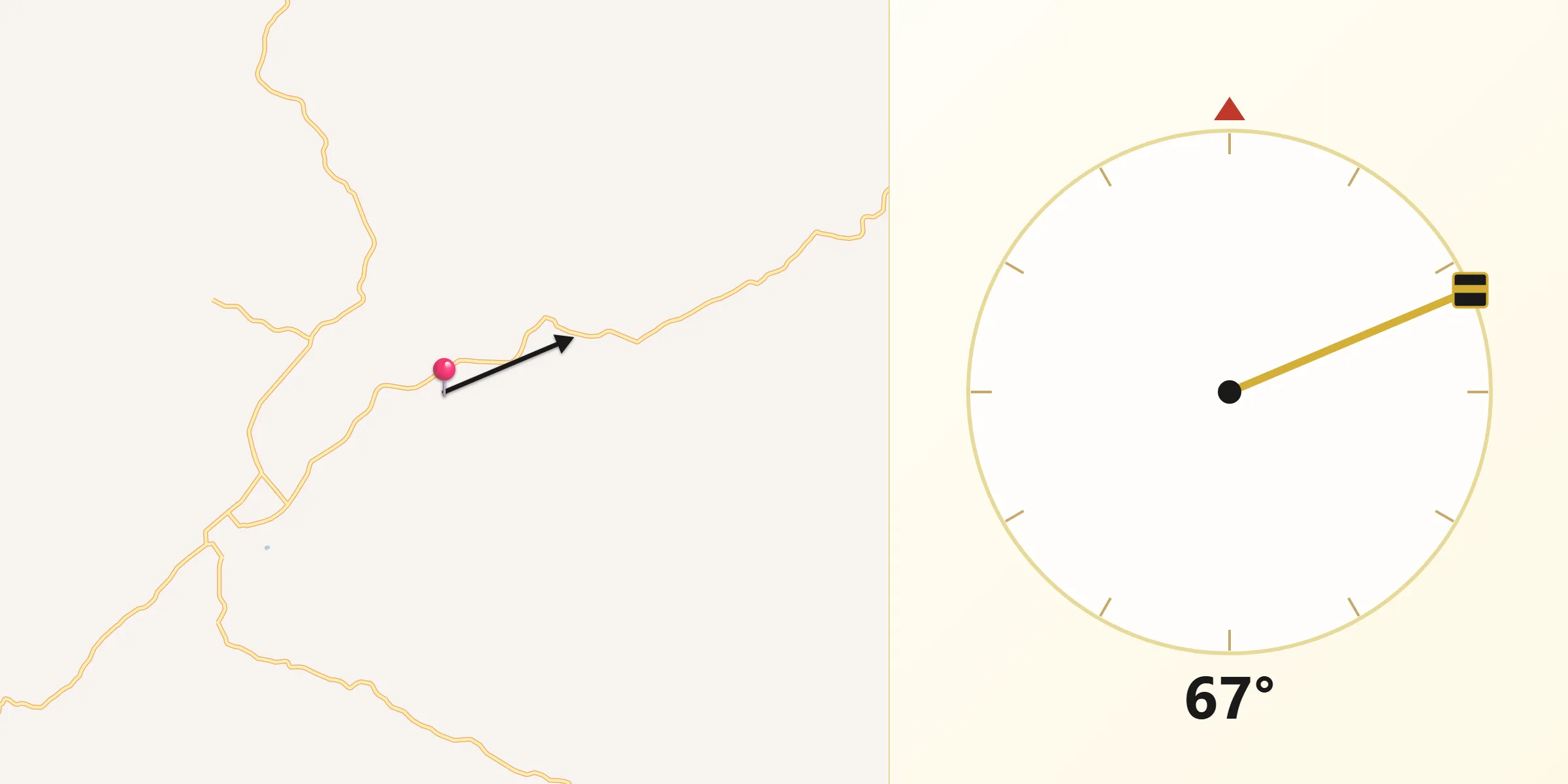 Direção da Qibla a partir de Itanhomi