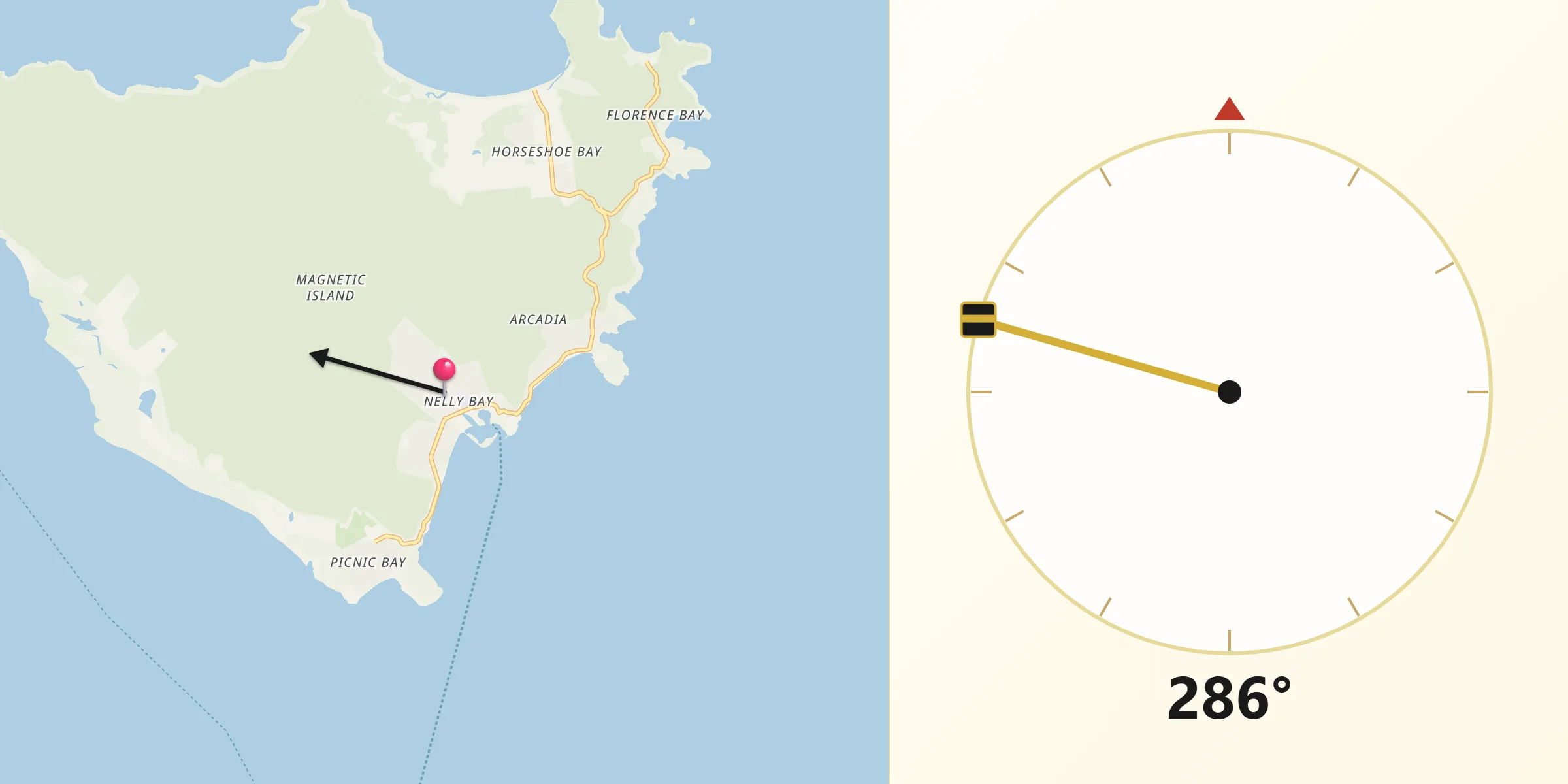 Qibla Direction from Magnetic Island