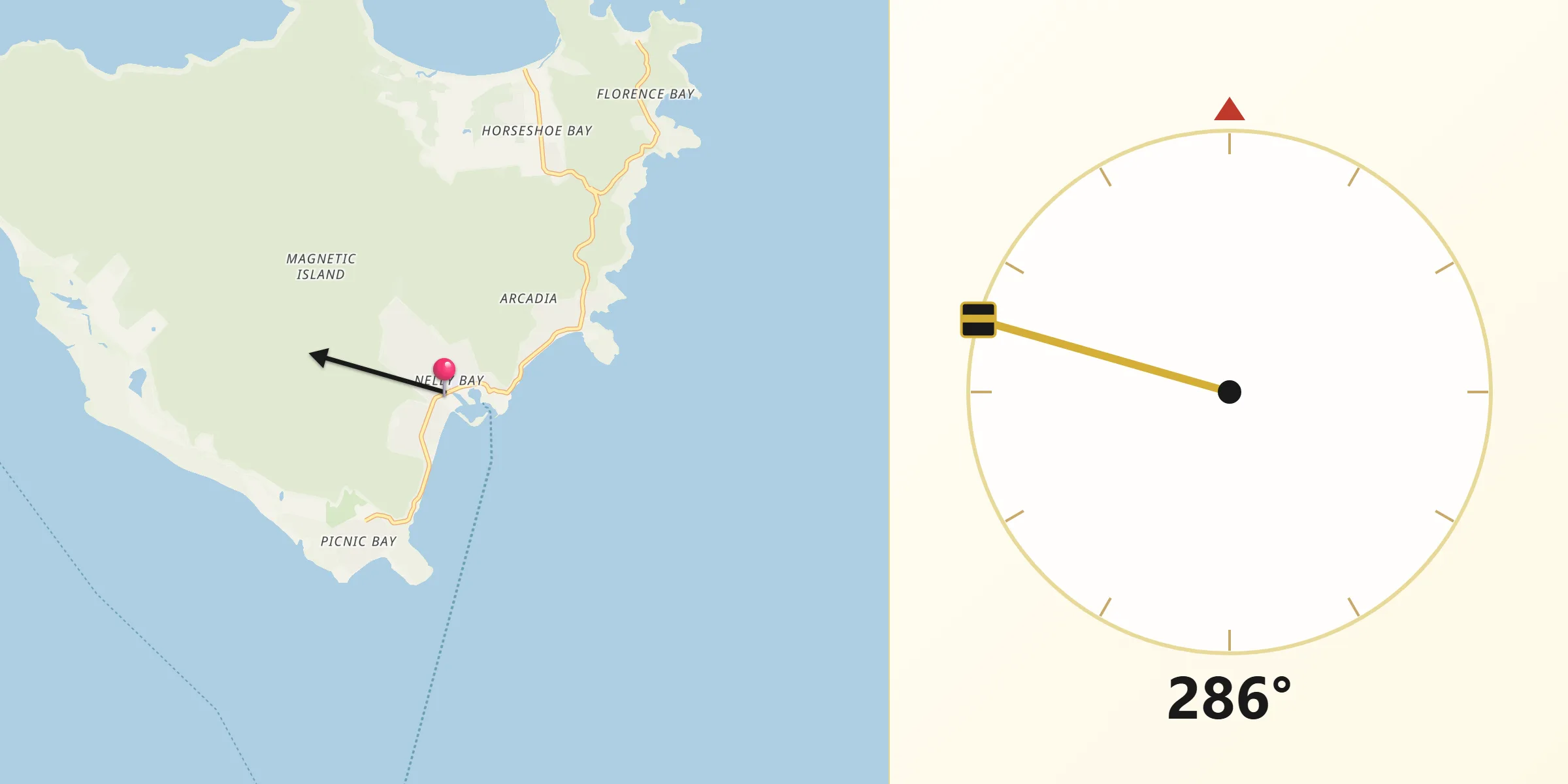 Qibla Direction from Nelly Bay