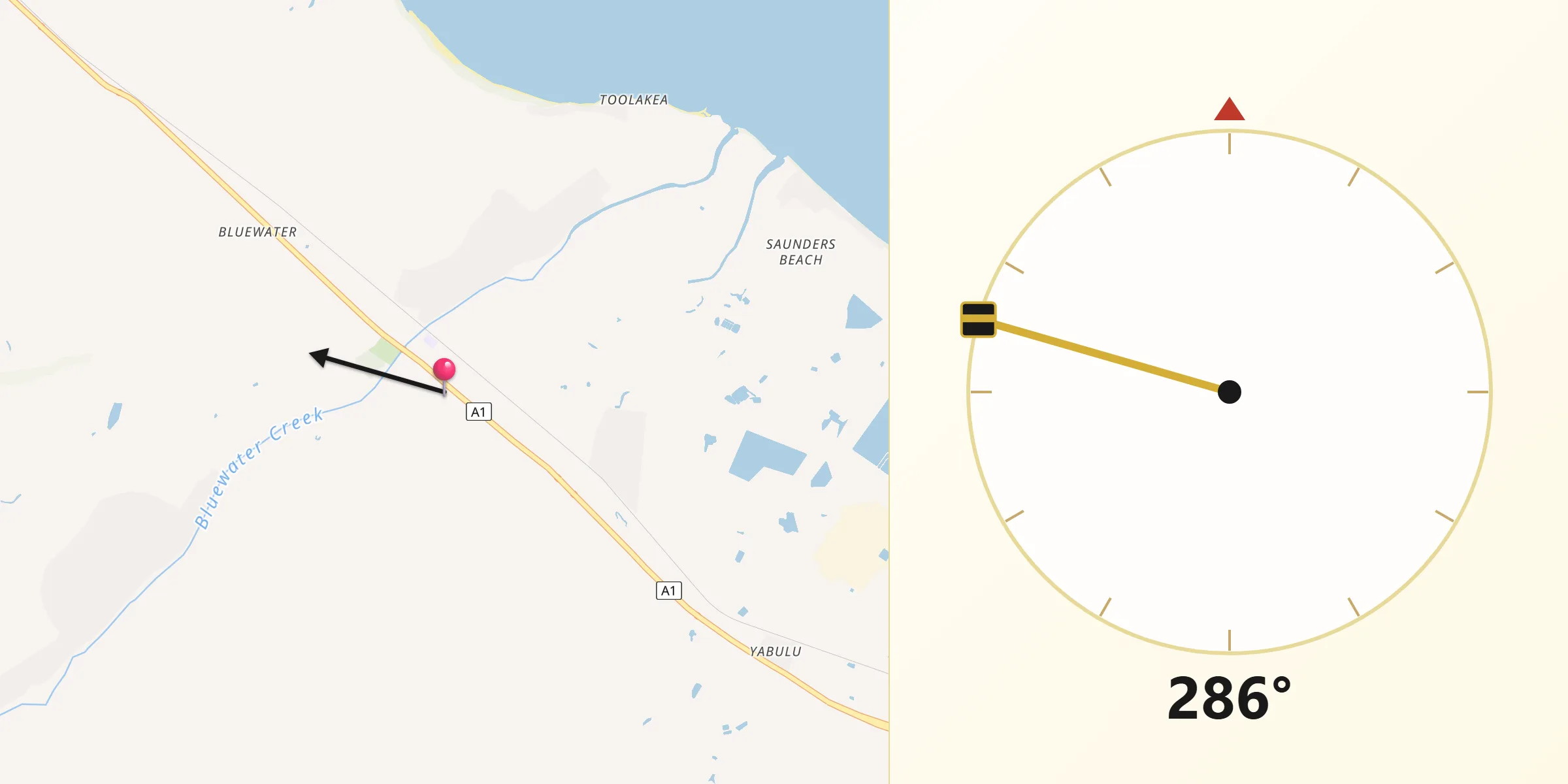 Qibla Direction from Bluewater