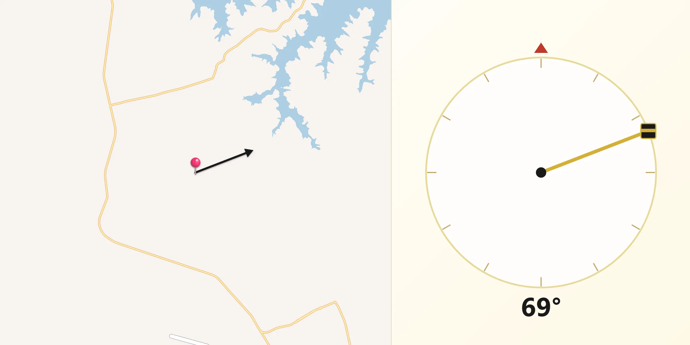 Direção da Qibla a partir de Pedrinópolis