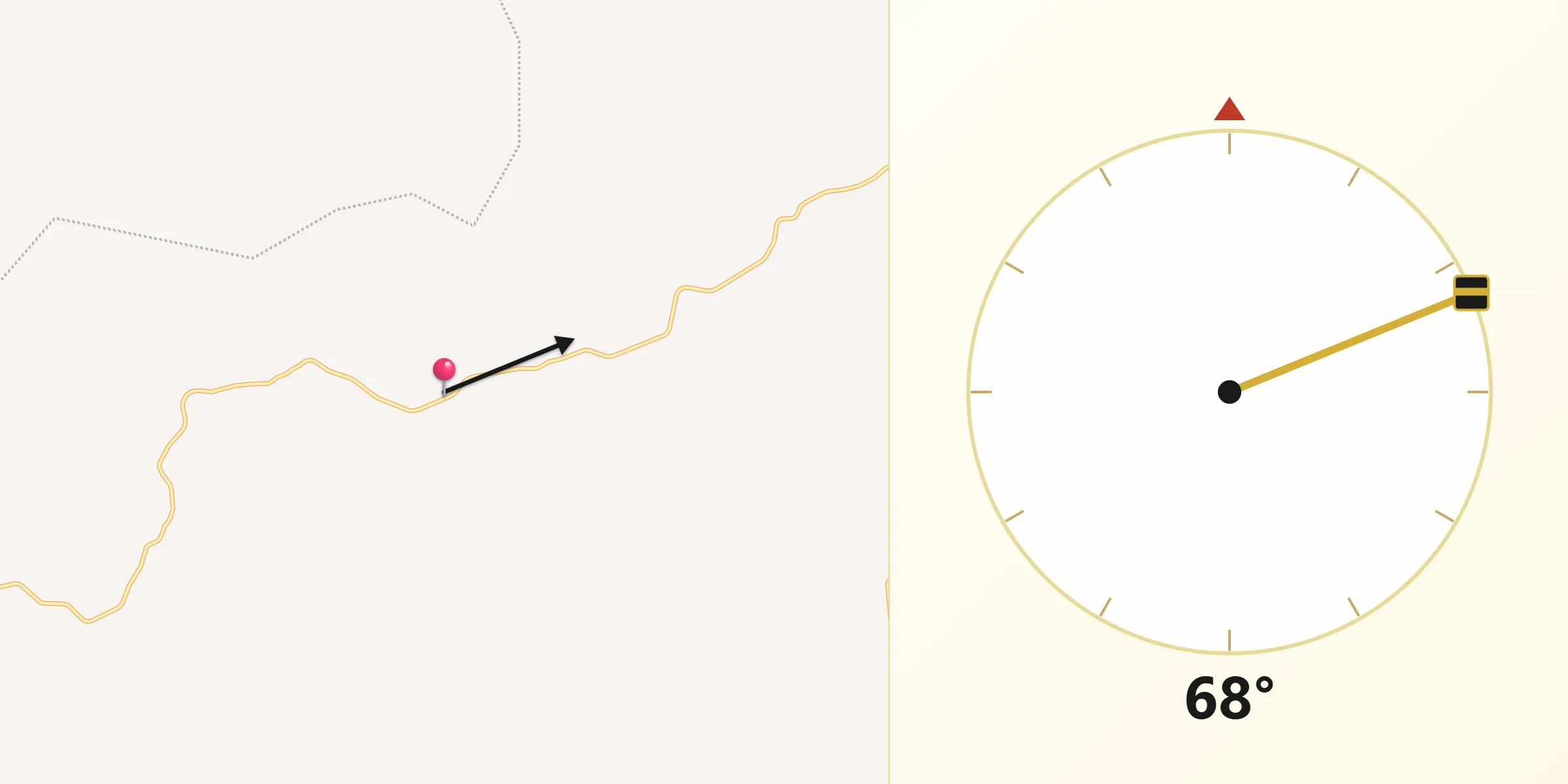 Direção da Qibla a partir de Baldim