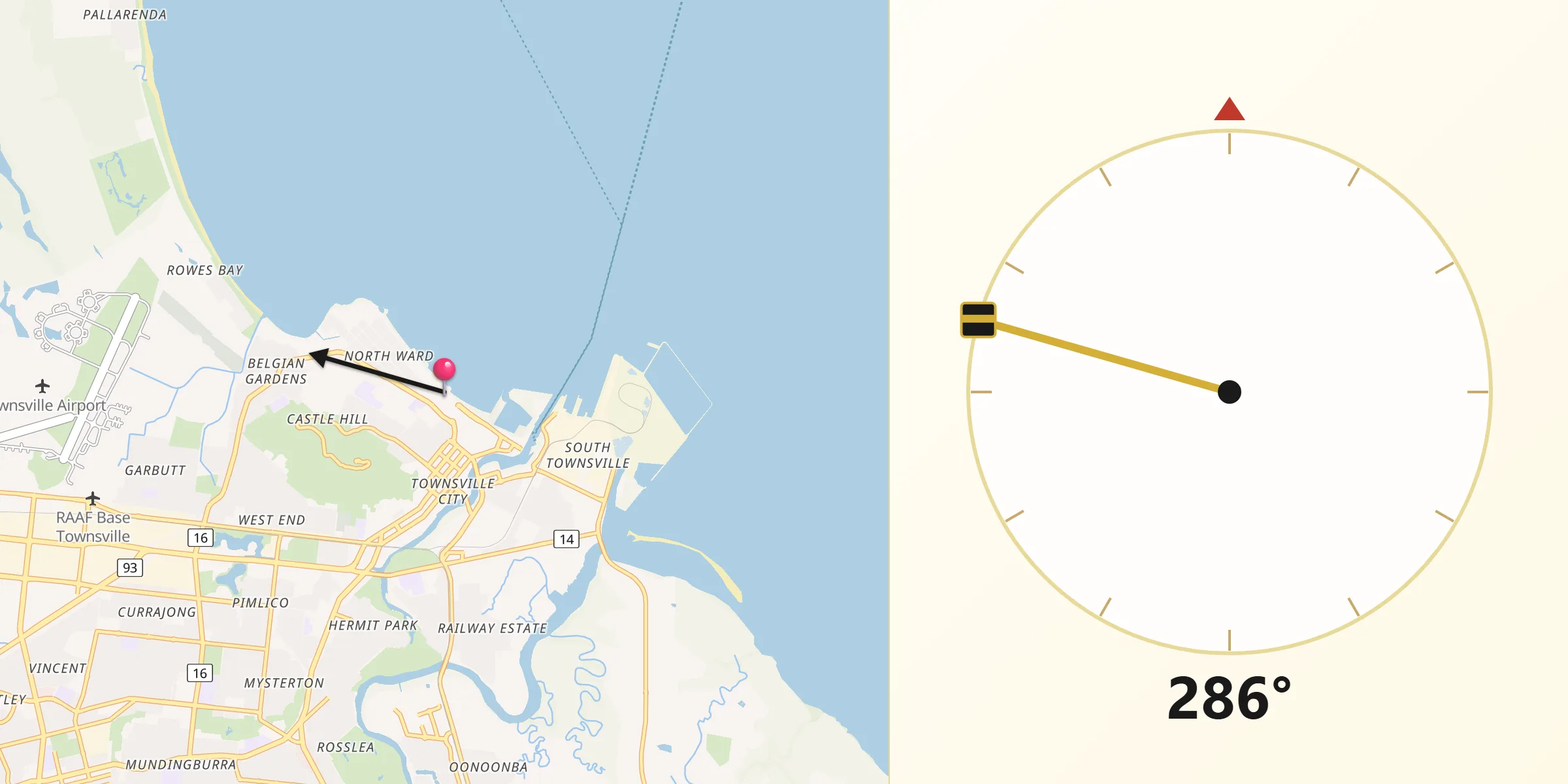 Qibla Direction from North Ward