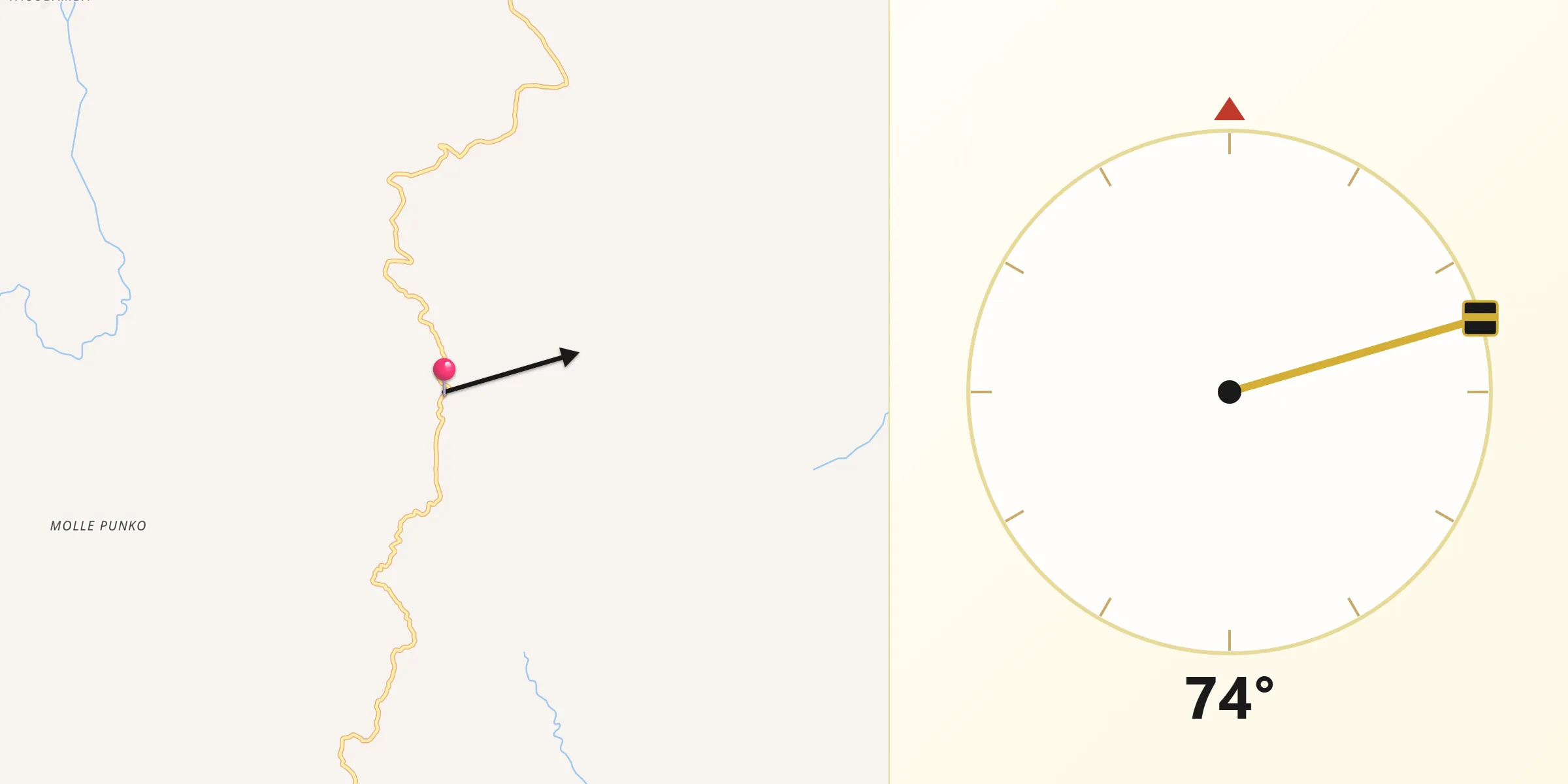 Dirección de la Qibla desde Provincia Saavedra
