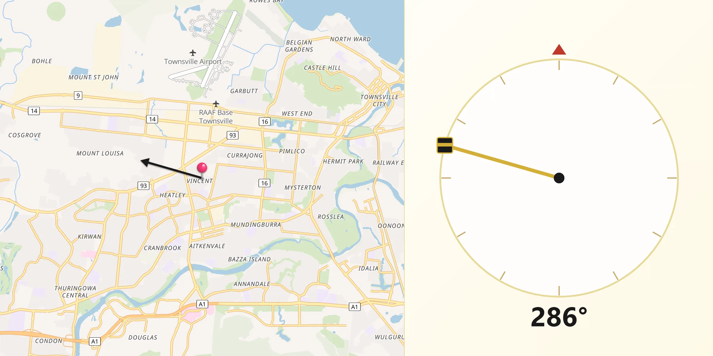 Qibla Direction from Vincent