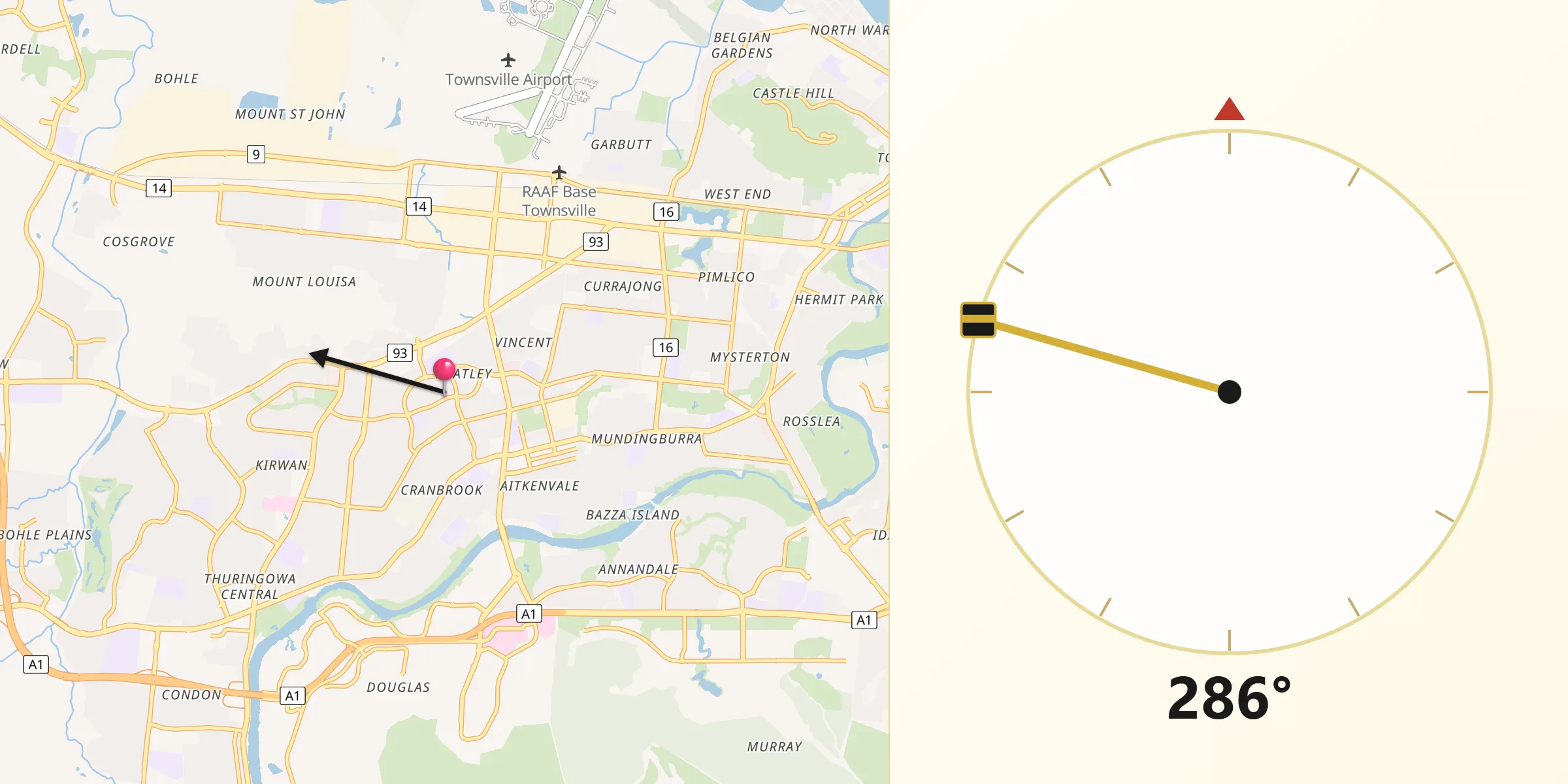 Qibla Direction from Heatley