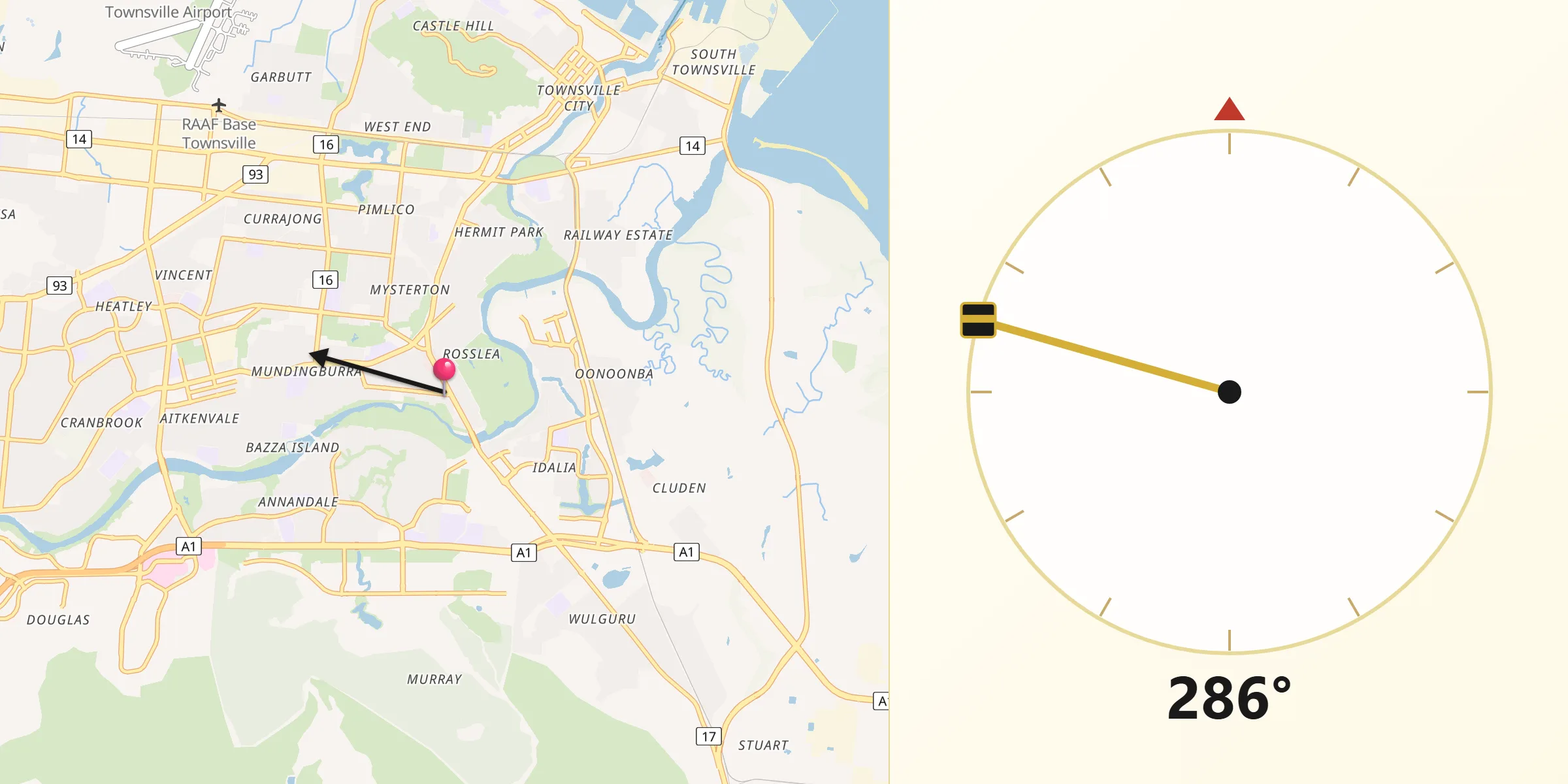 Qibla Direction from Rosslea