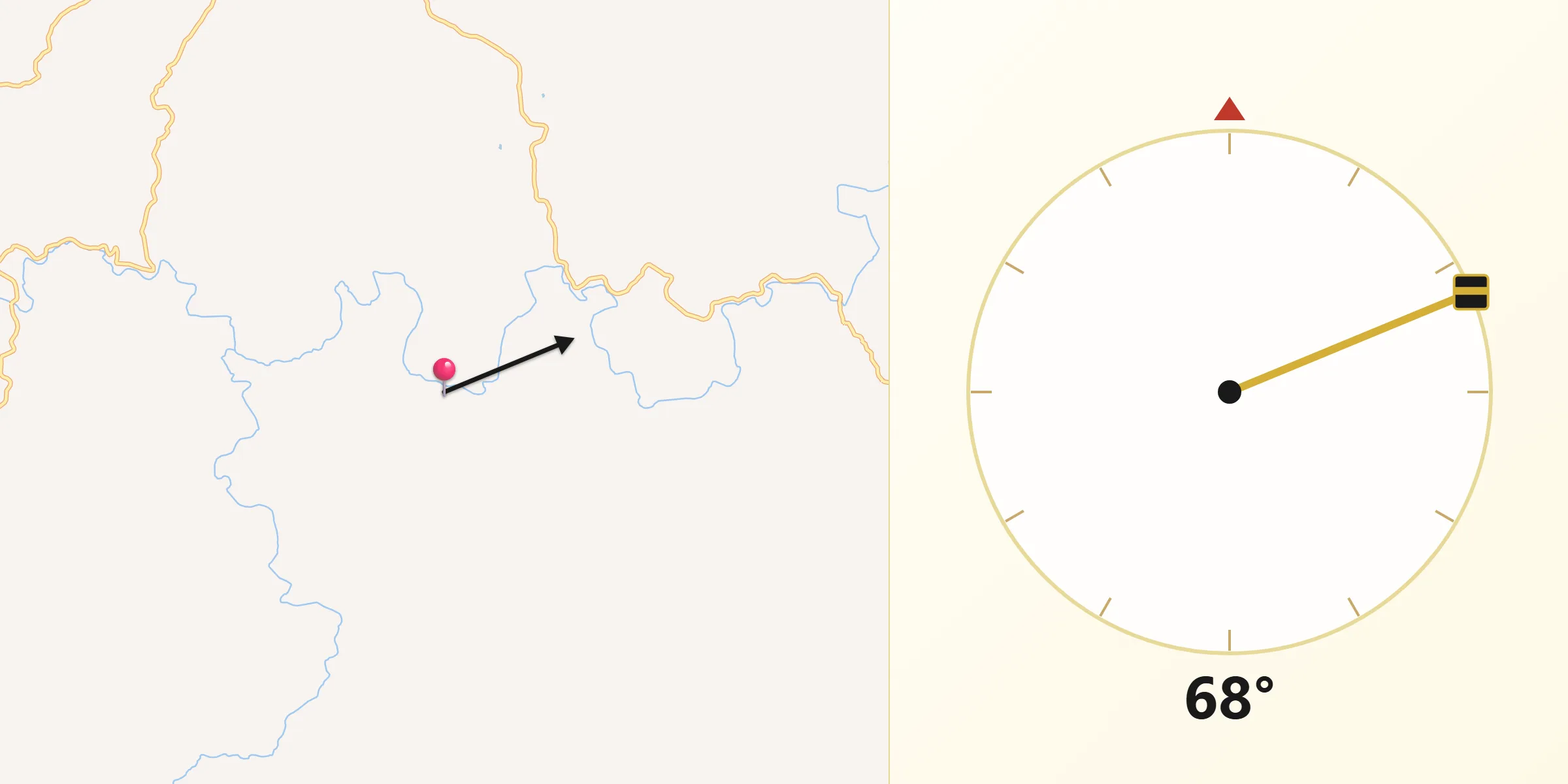 Direção da Qibla a partir de São Sebastião do Rio Preto