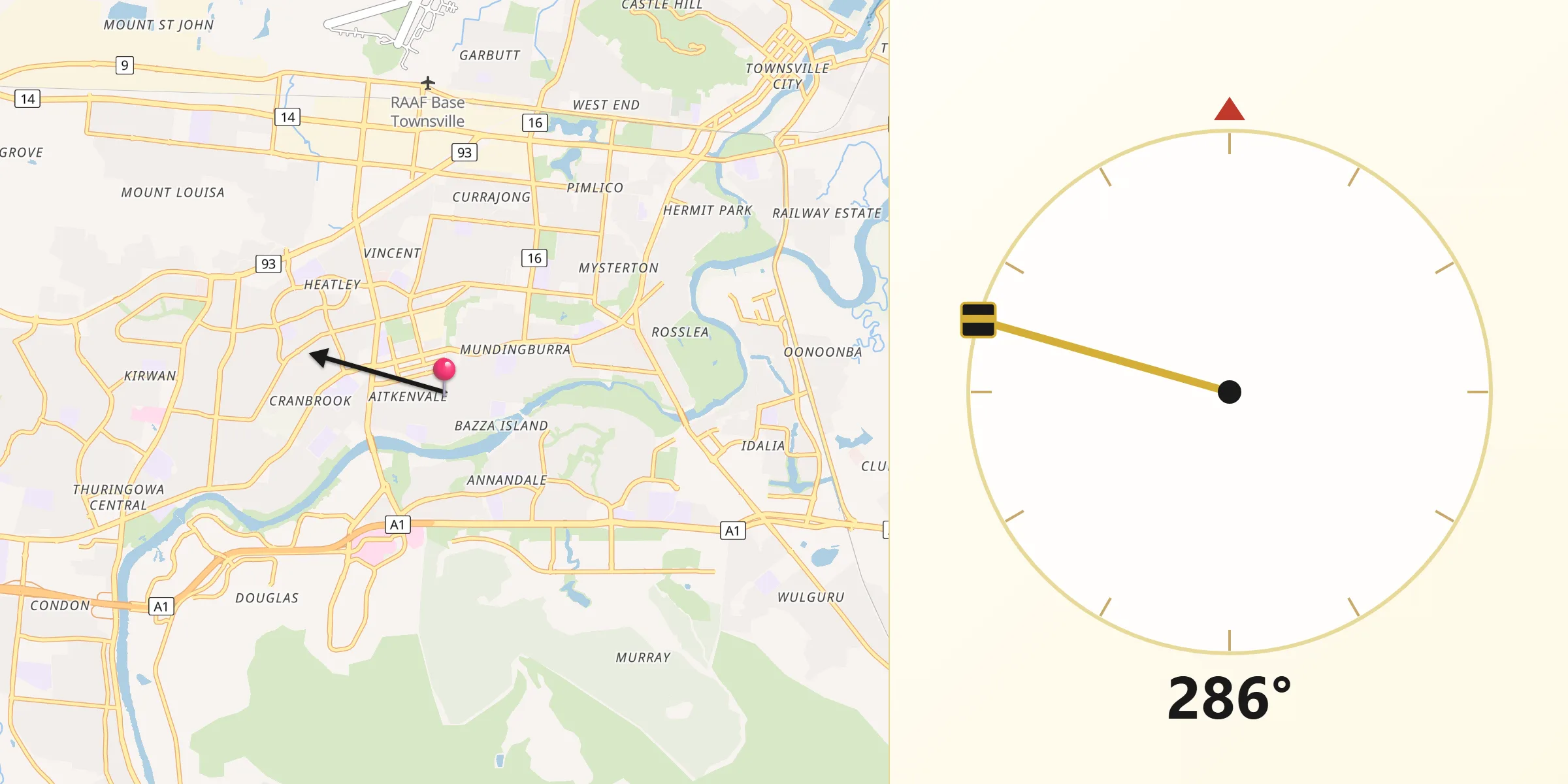 Qibla Direction from Aitkenvale