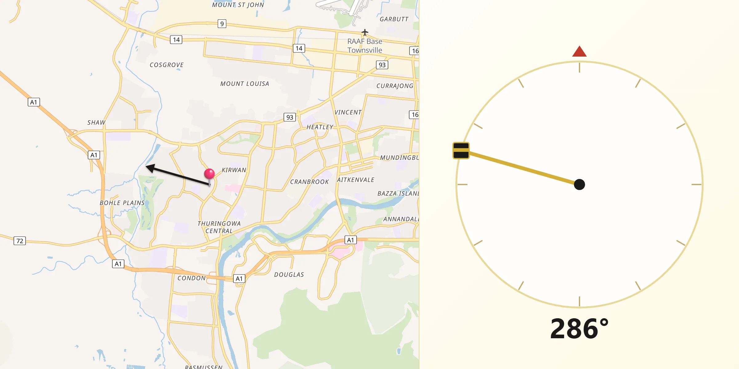 Qibla Direction from Kirwan