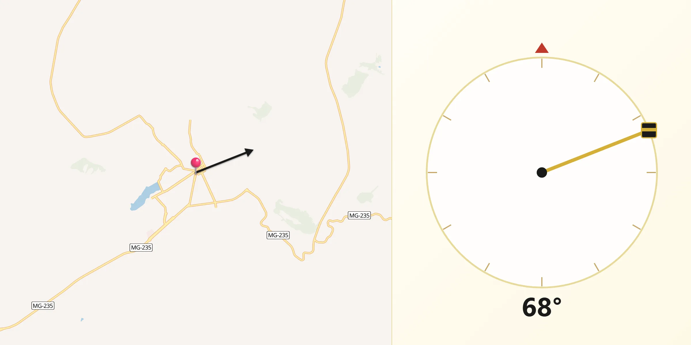 Direção da Qibla a partir de São Gotardo