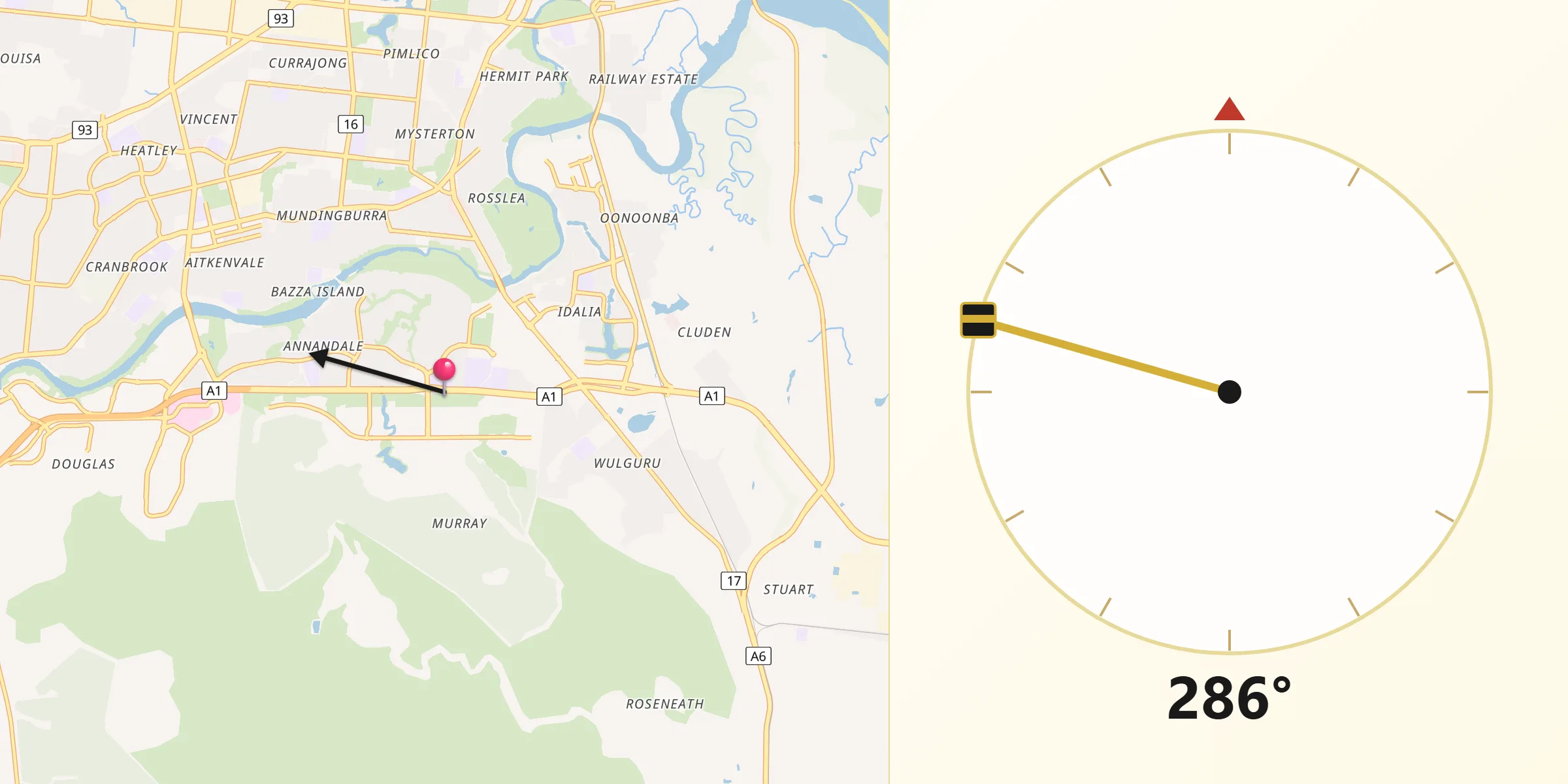 Qibla Direction from Murray
