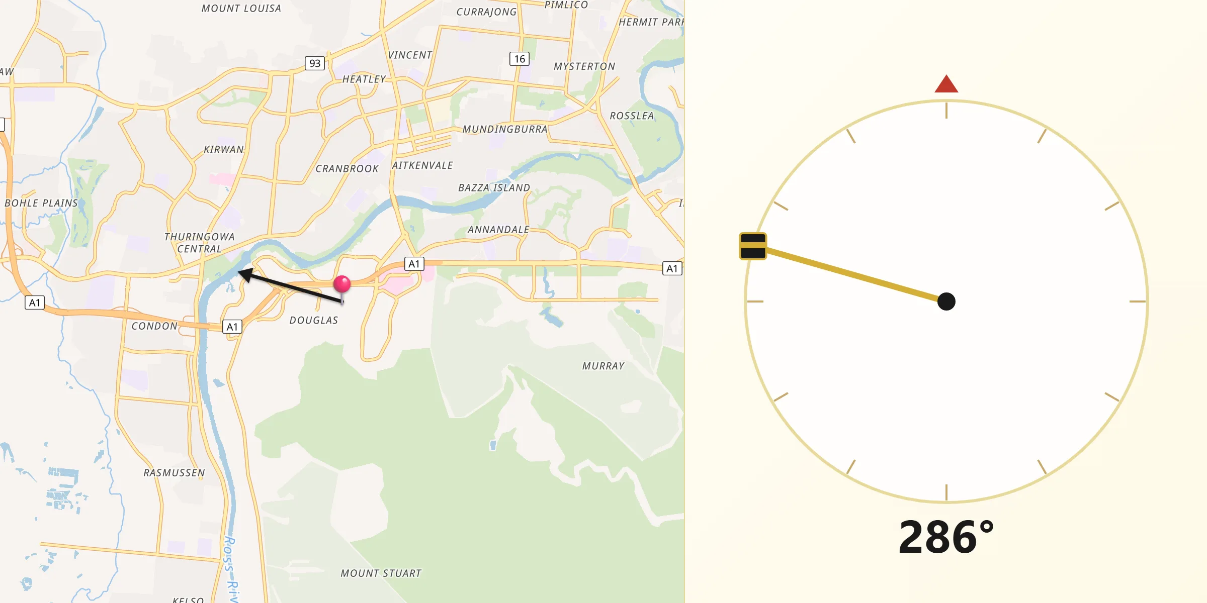 Qibla Direction from Douglas