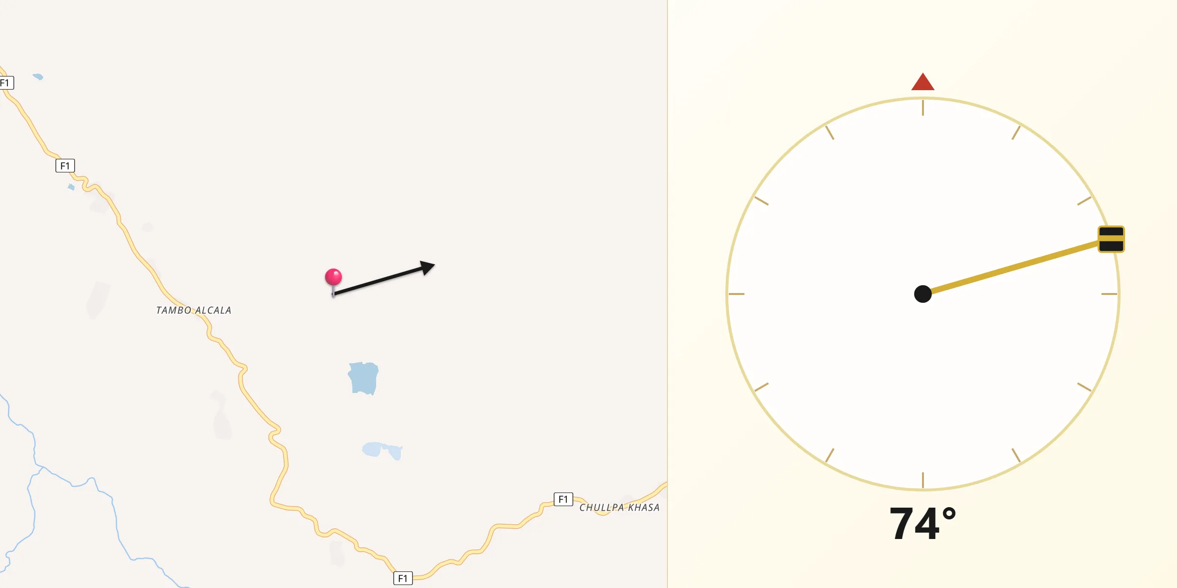 Dirección de la Qibla desde Provincia Tomás Frías