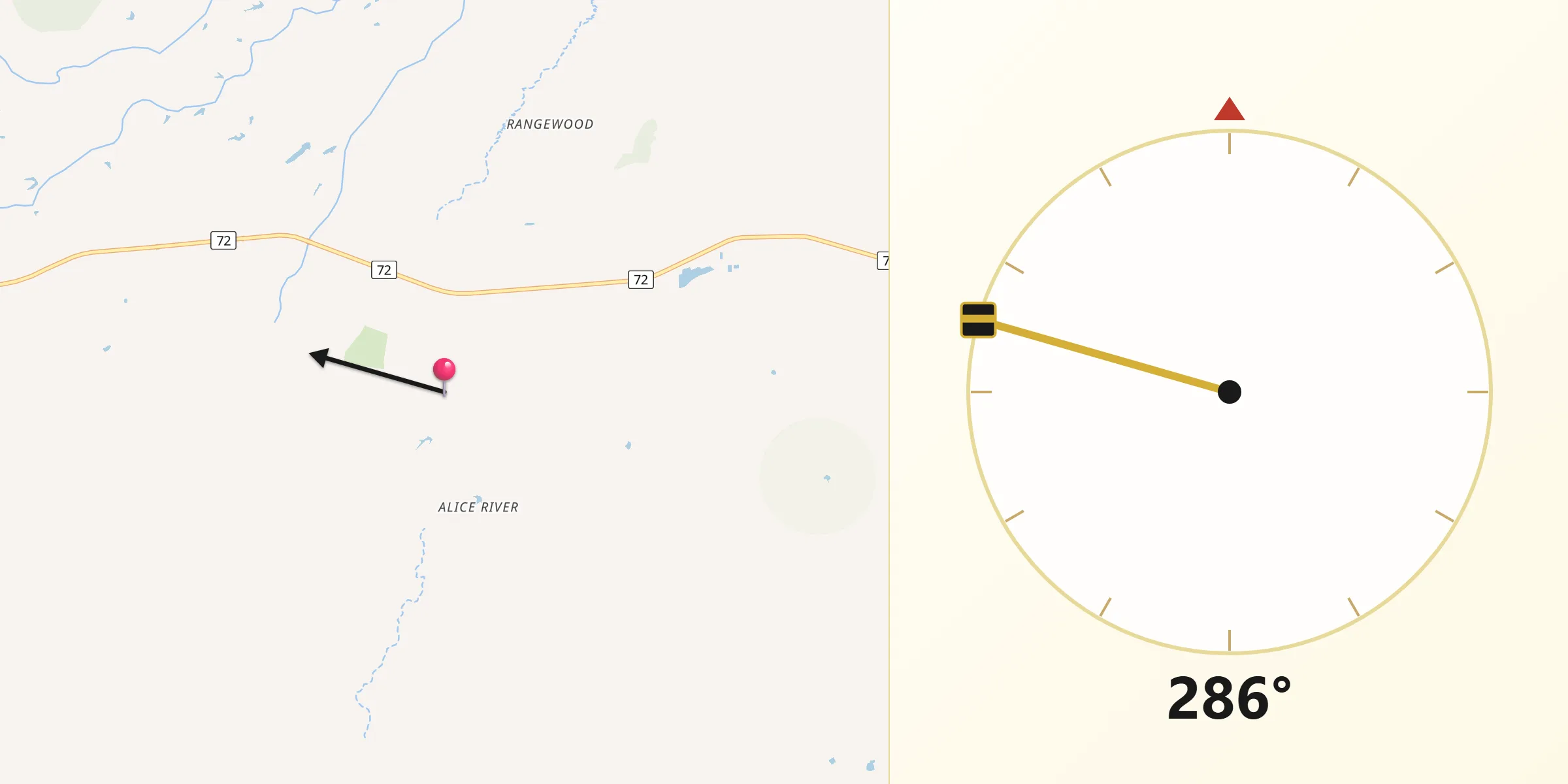 Qibla Direction from Alice River