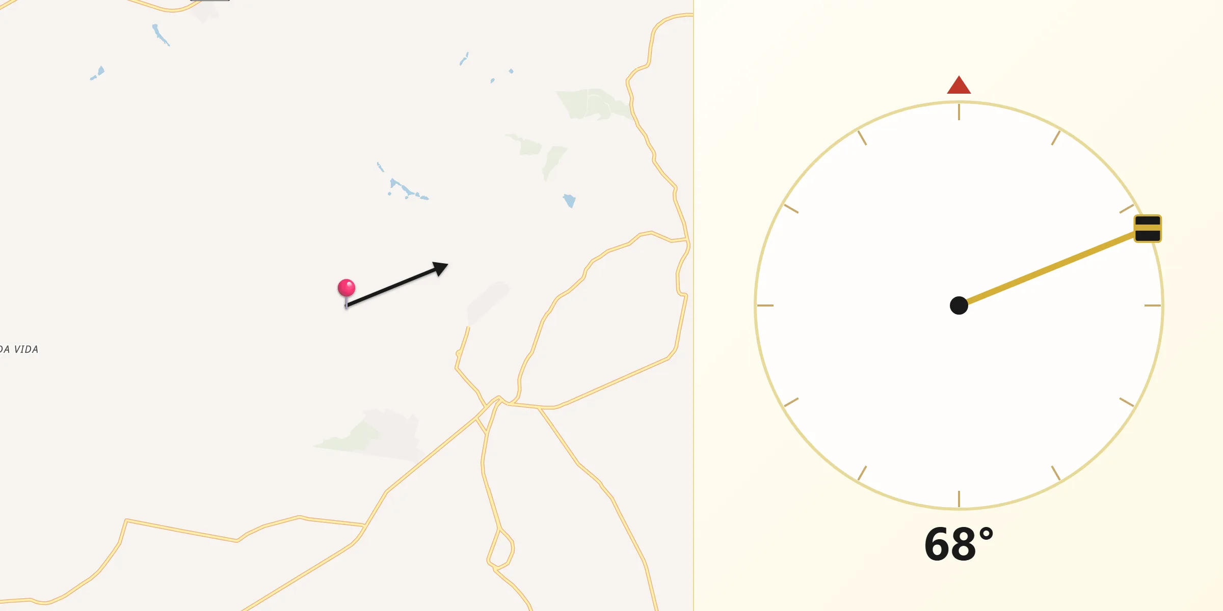 Direção da Qibla a partir de Funilândia
