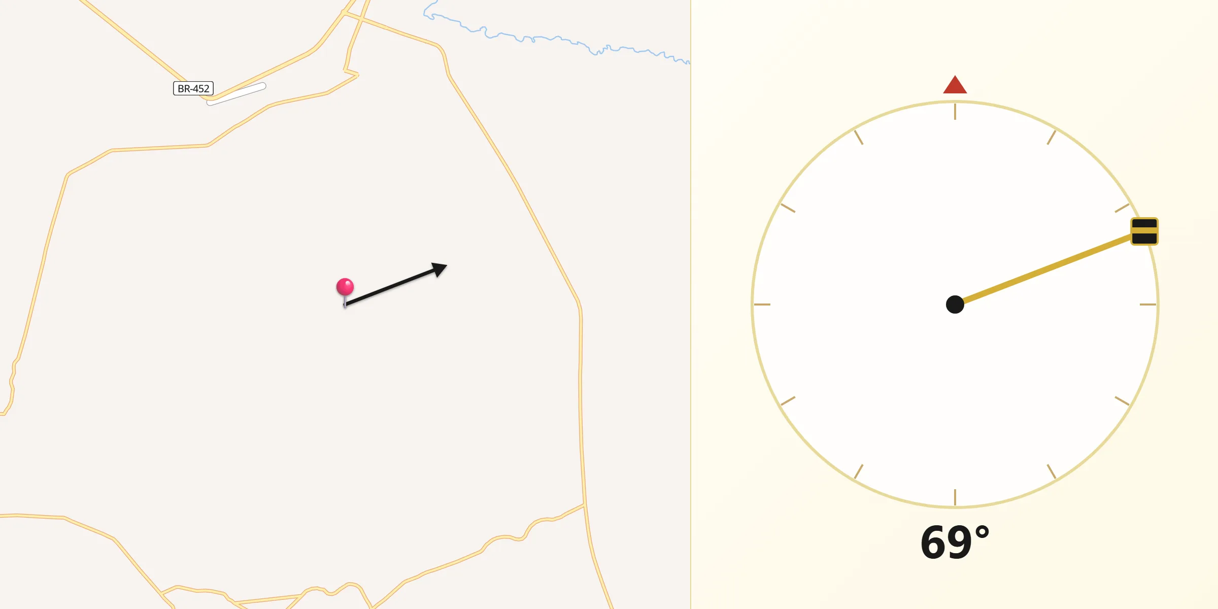 Direção da Qibla a partir de Santa Juliana
