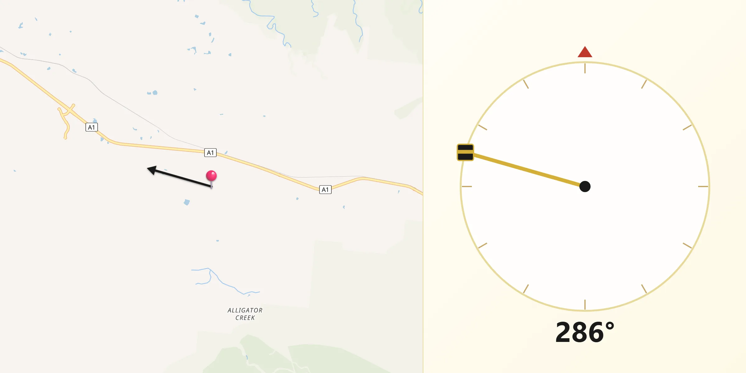 Qibla Direction from Alligator Creek