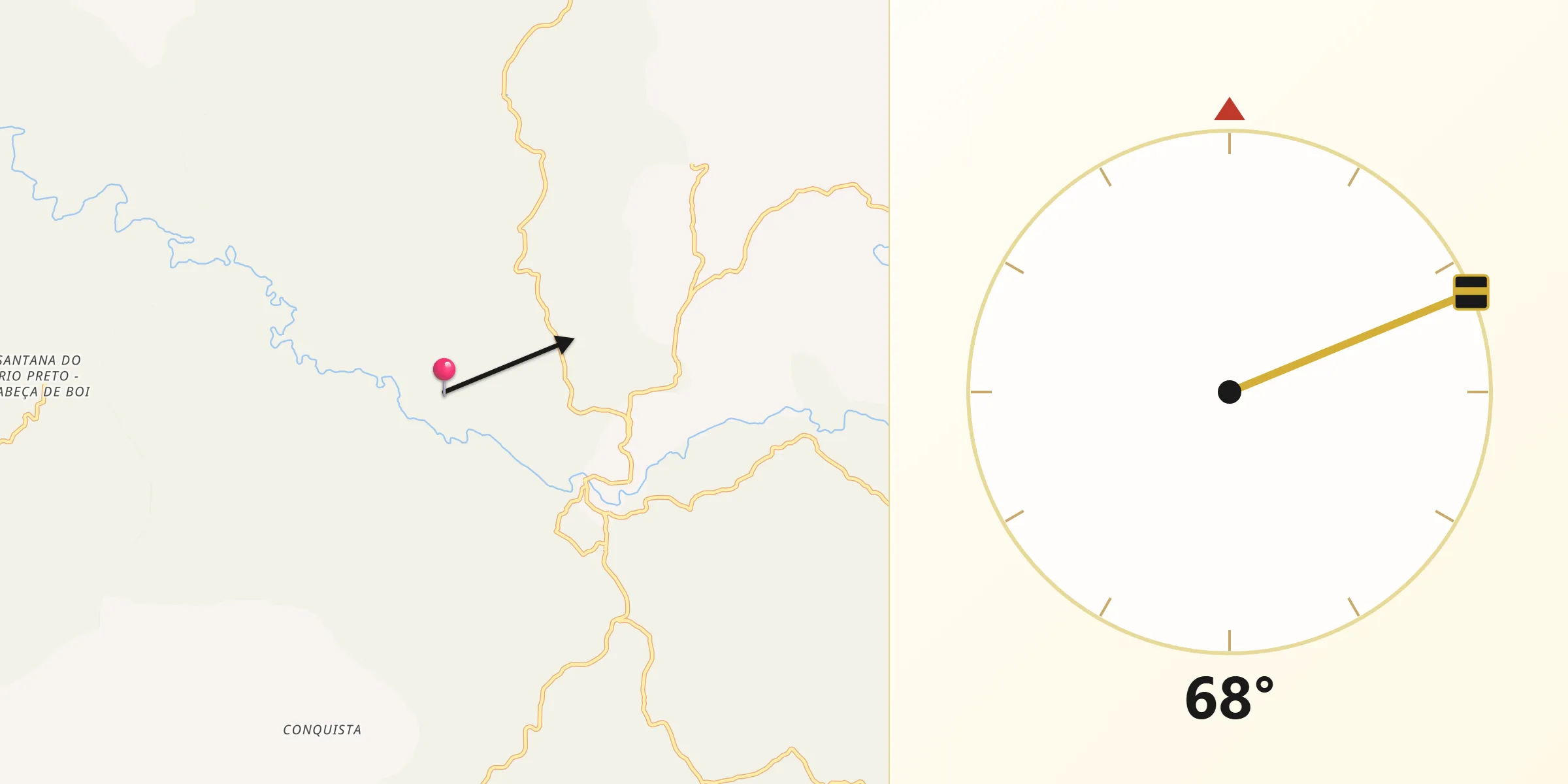 Direção da Qibla a partir de Itambé do Mato Dentro