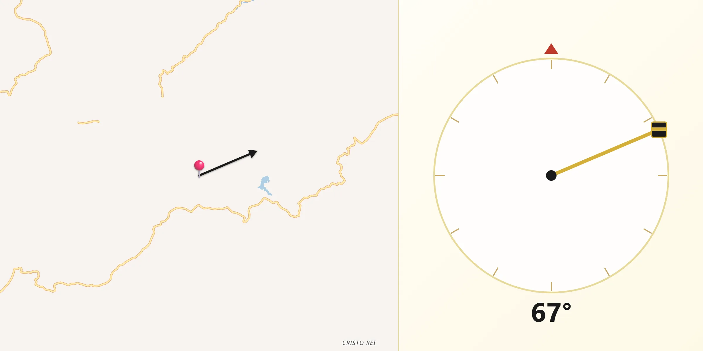Direção da Qibla a partir de Santa Rita do Itueto