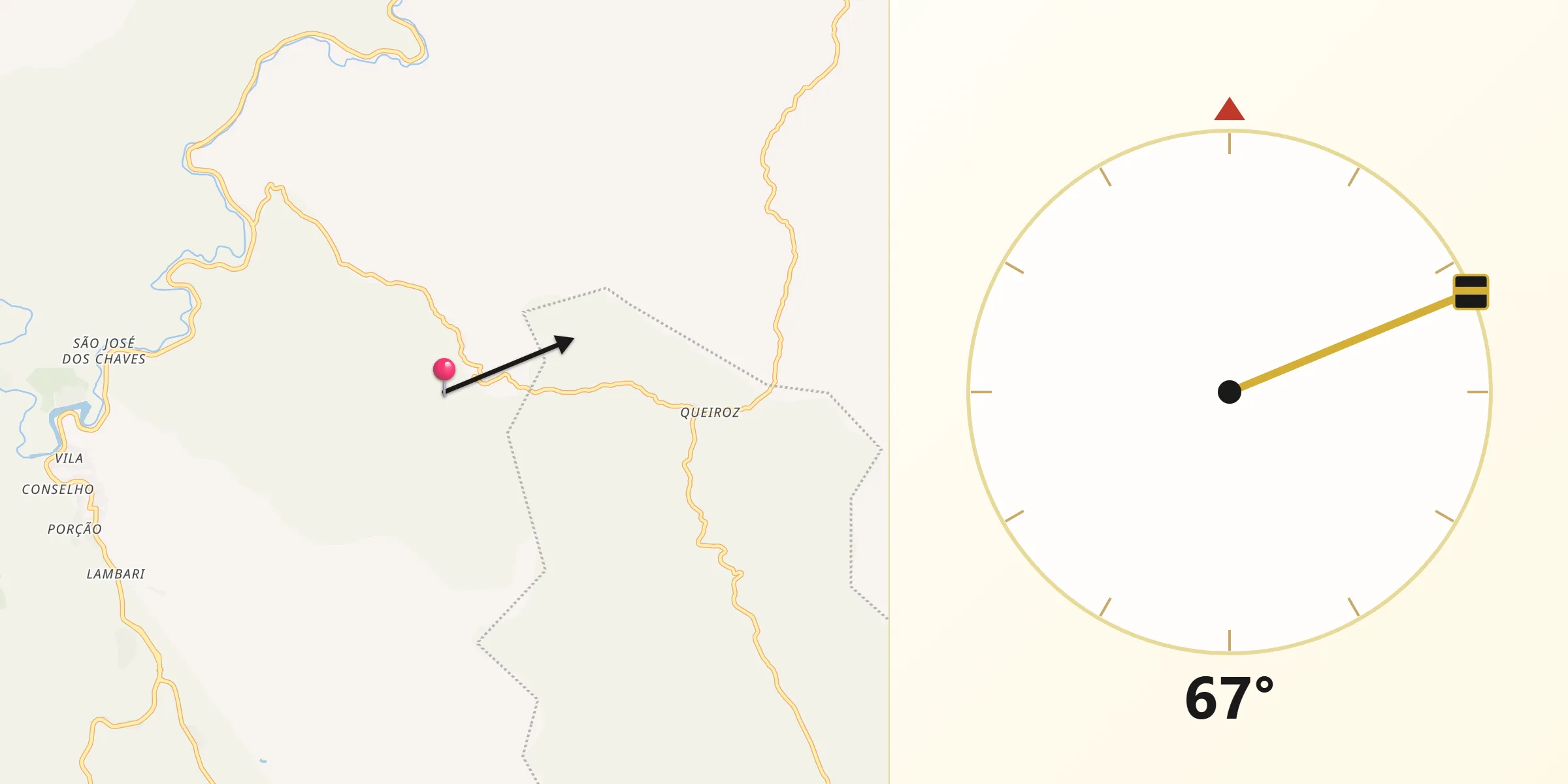 Direção da Qibla a partir de Santa Maria de Itabira