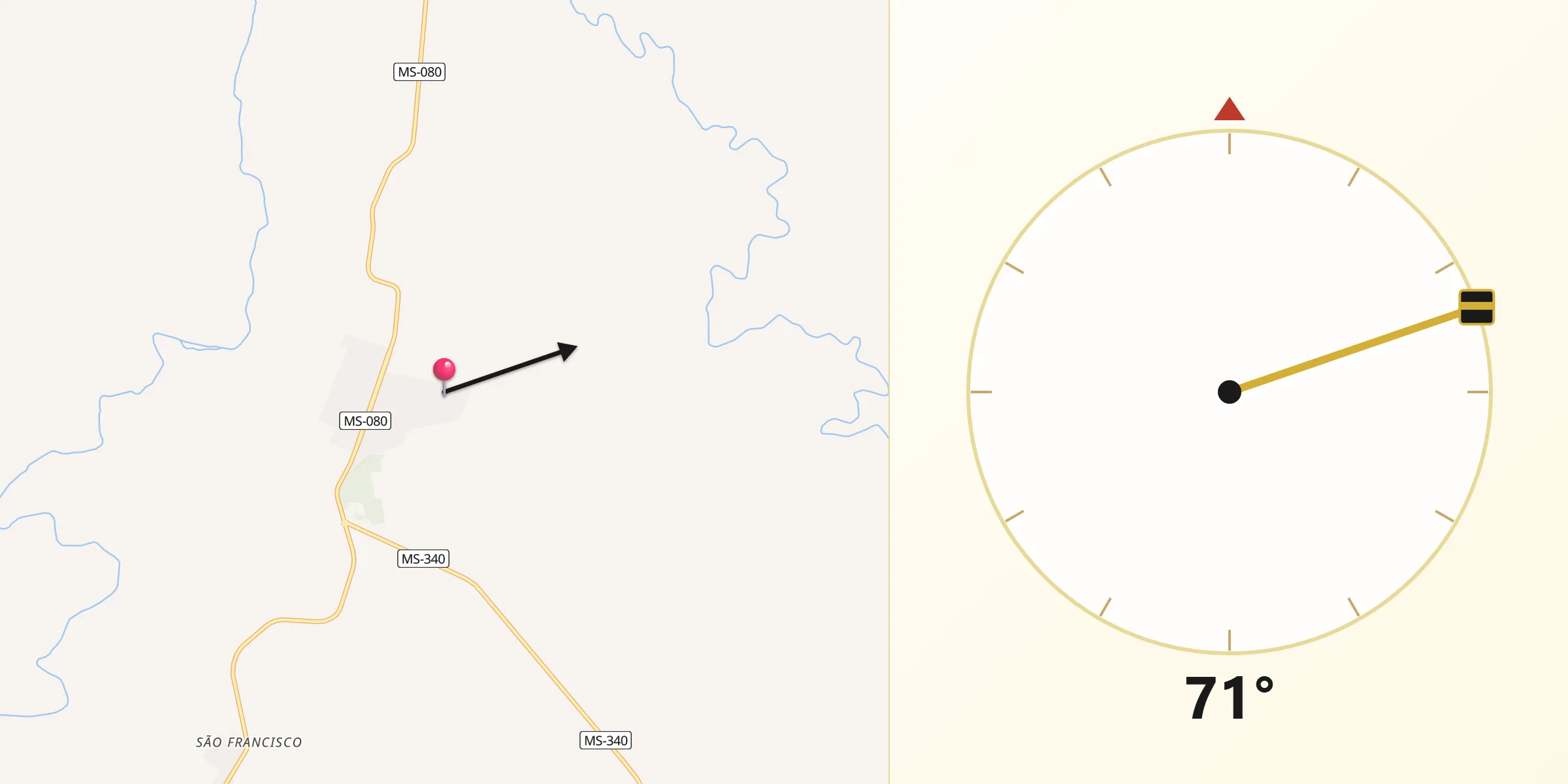 Direção da Qibla a partir de Rio Negro
